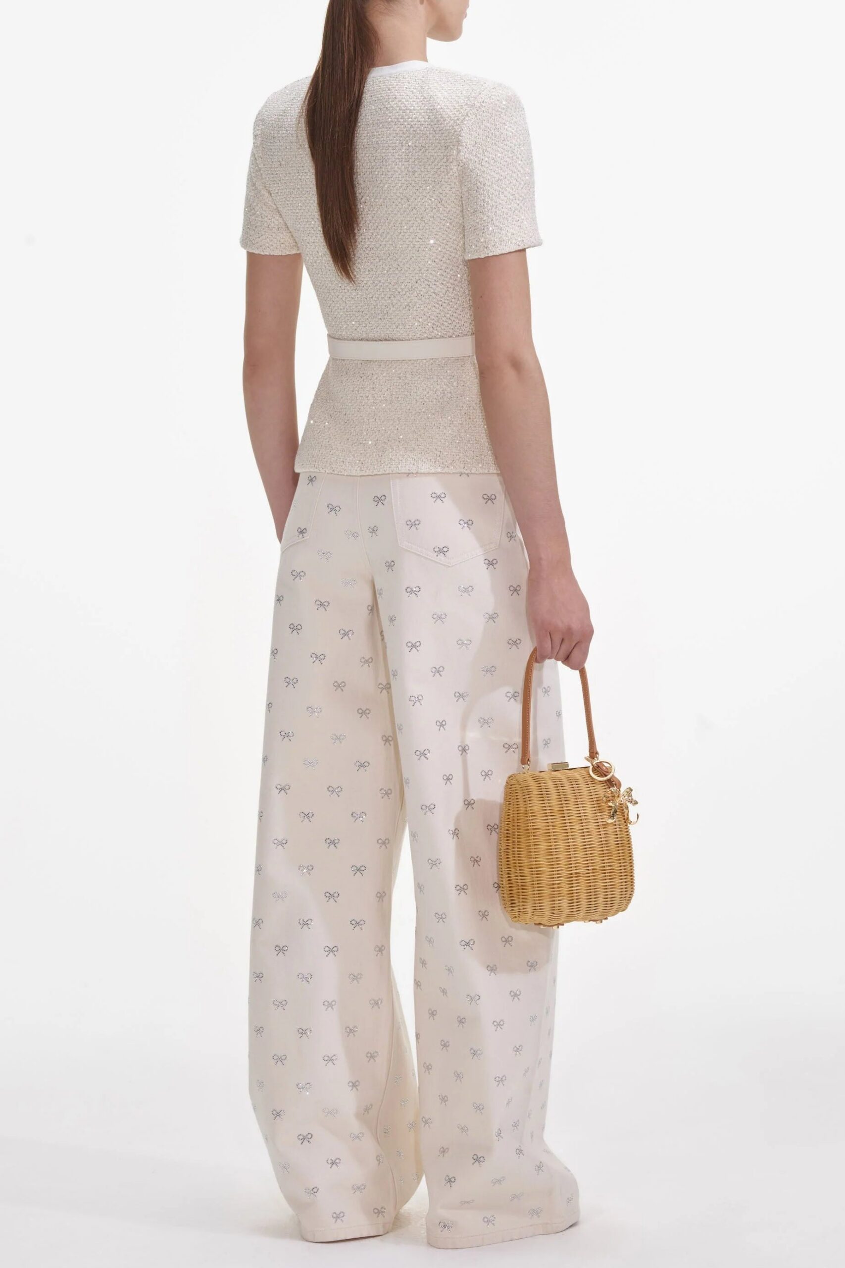 VICKY CREAM SEQUIN KNIT TOP FOR PARTY