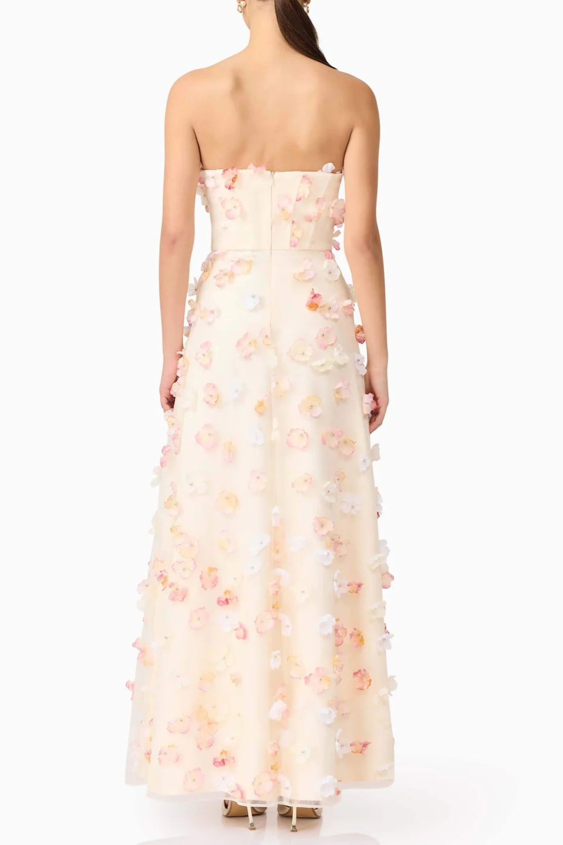 OFF-SHOULDER EMBROIDERED MAXI DRESS APRICOT