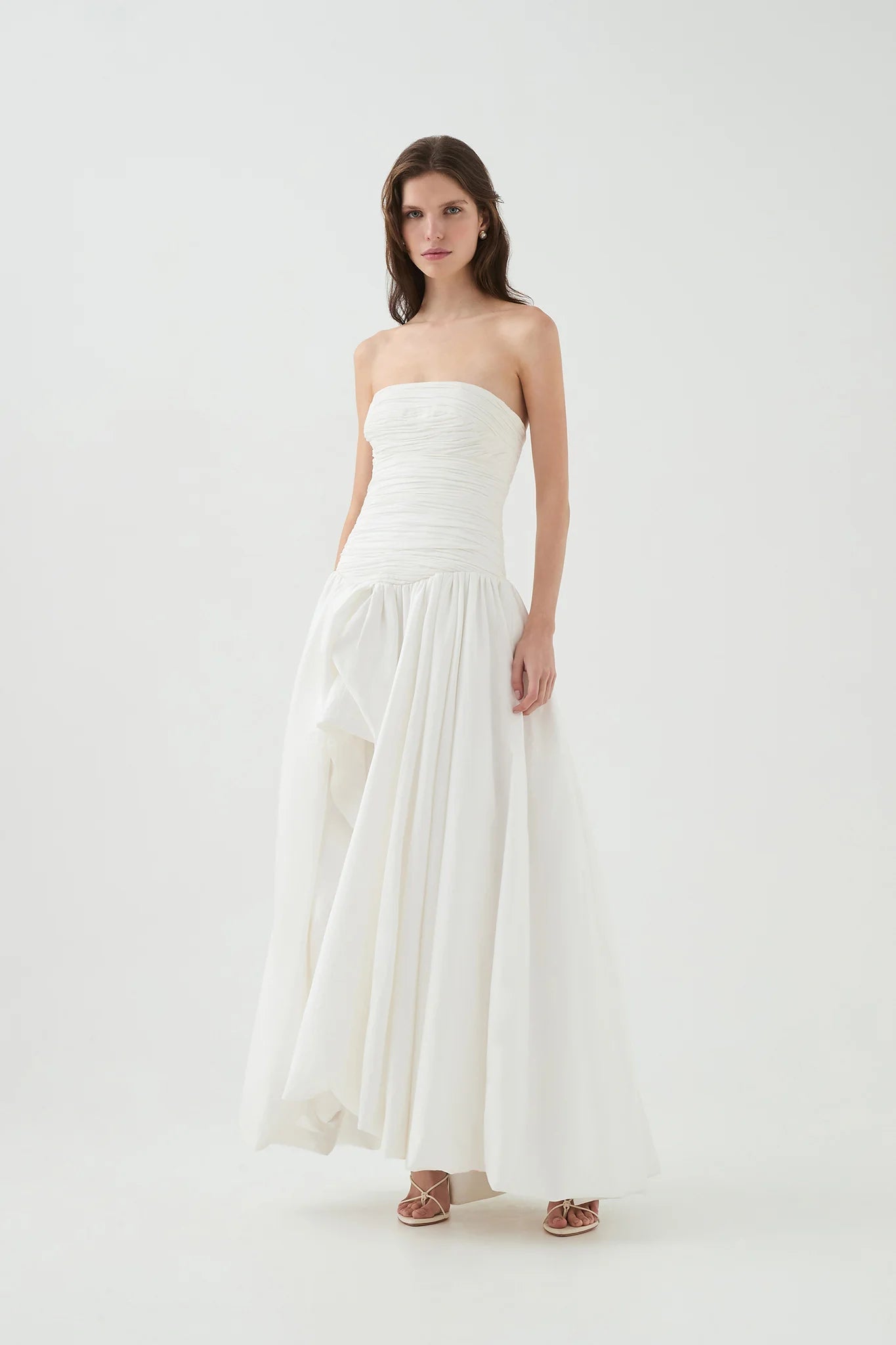 NANCY BUBBLE HEM IVORY MAXI DRESS
