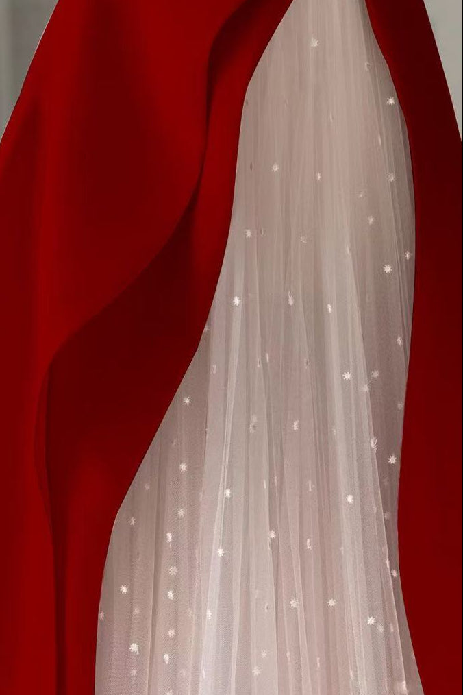 BURGUNDY SATIN ALINE SLEEVELESS LONG PROM DRESS