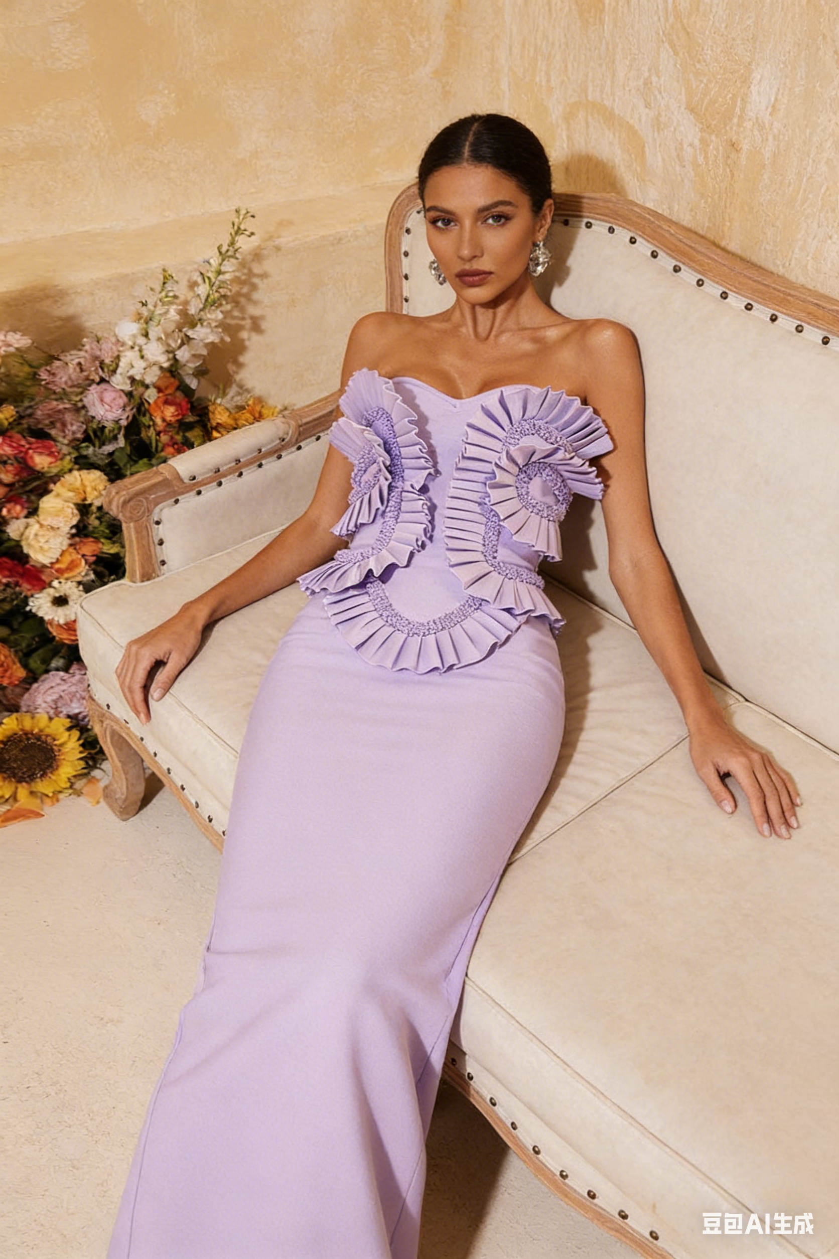 PETULAH STRAPLESS RUCHED BANDAGE MAXI DRESS