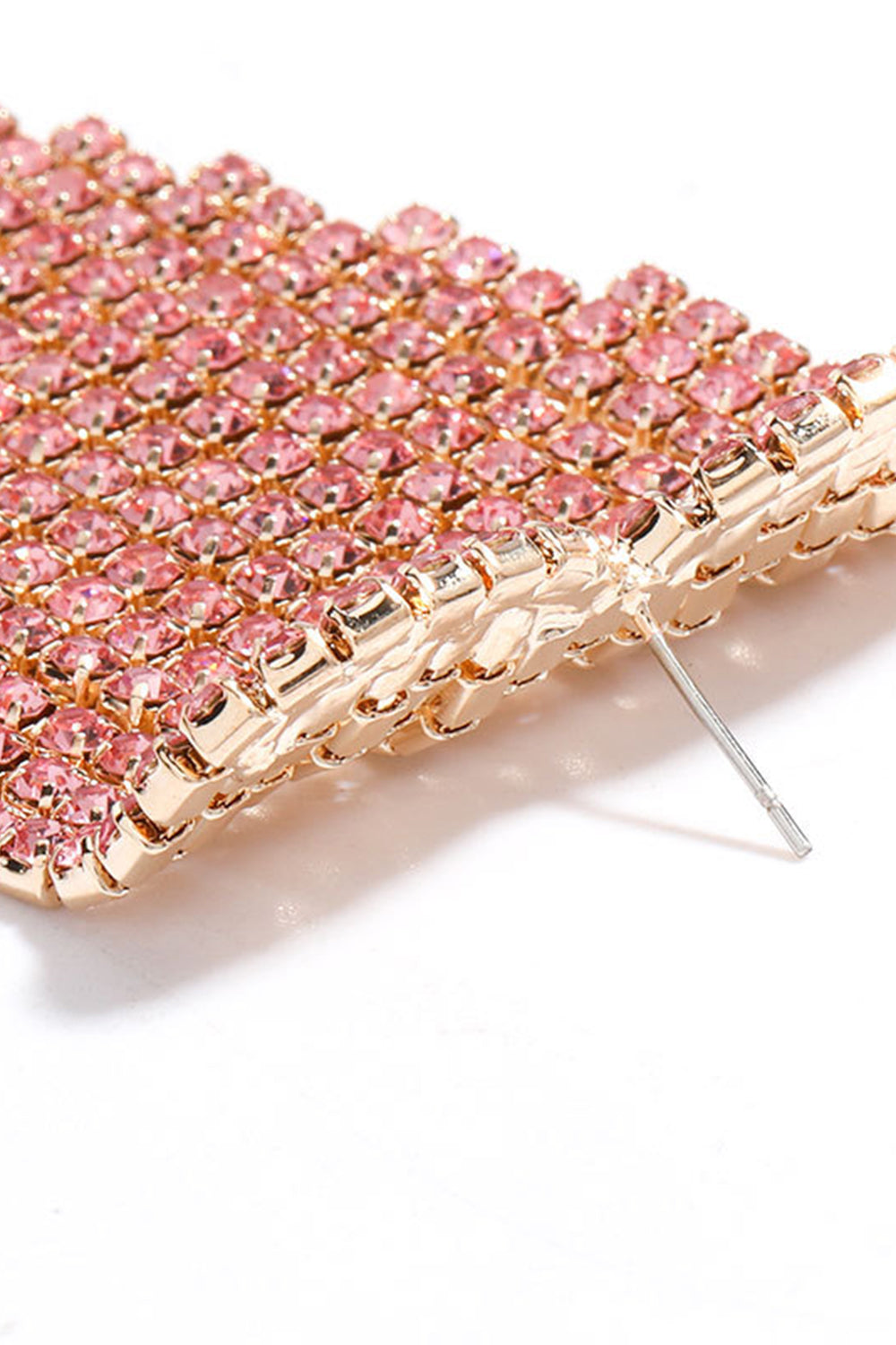 GLAM PINK CRYSTAL DROP EARRINGS FOR PARTY