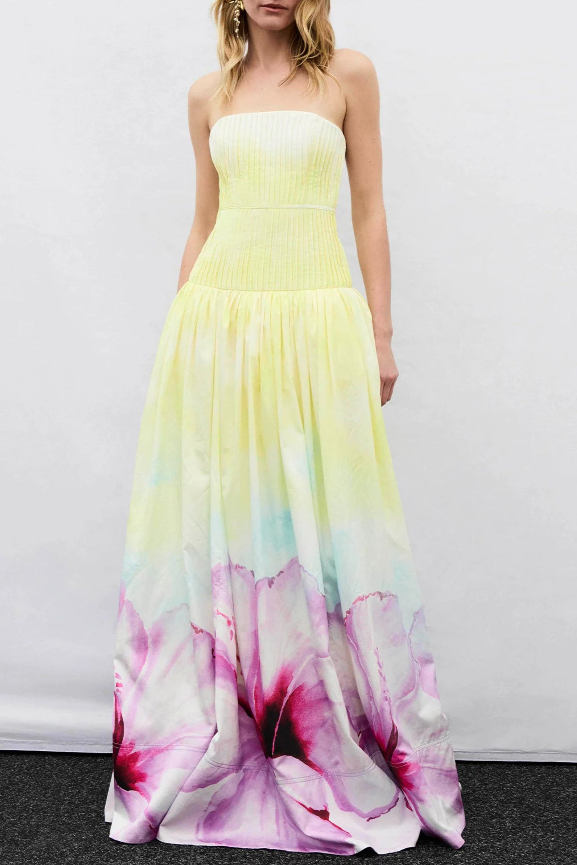 LAUREL GRADIENT YELLOW TUBE TOP MAXI DRESS