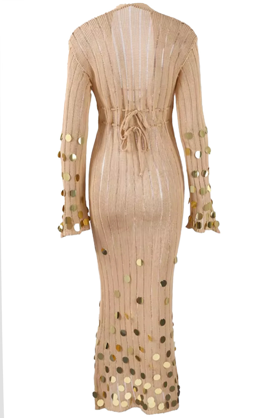ELMA GOLDEN AURA V-NECK KNIT MAXI DRESS