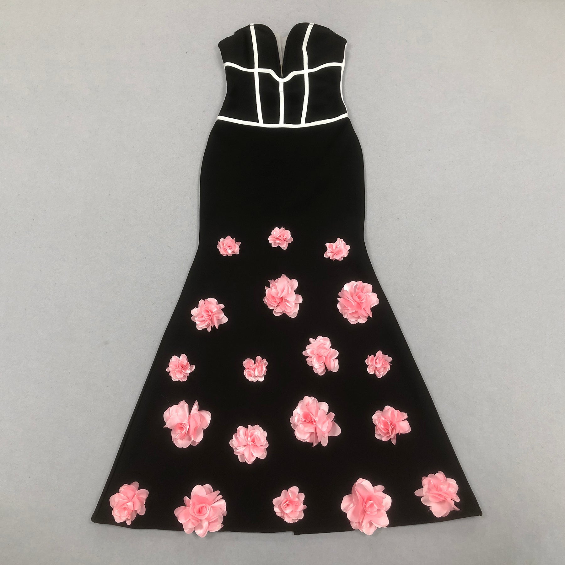 FLORAL STRAPLESS MAXI DRESS, BLACK, WEDDING GUEST