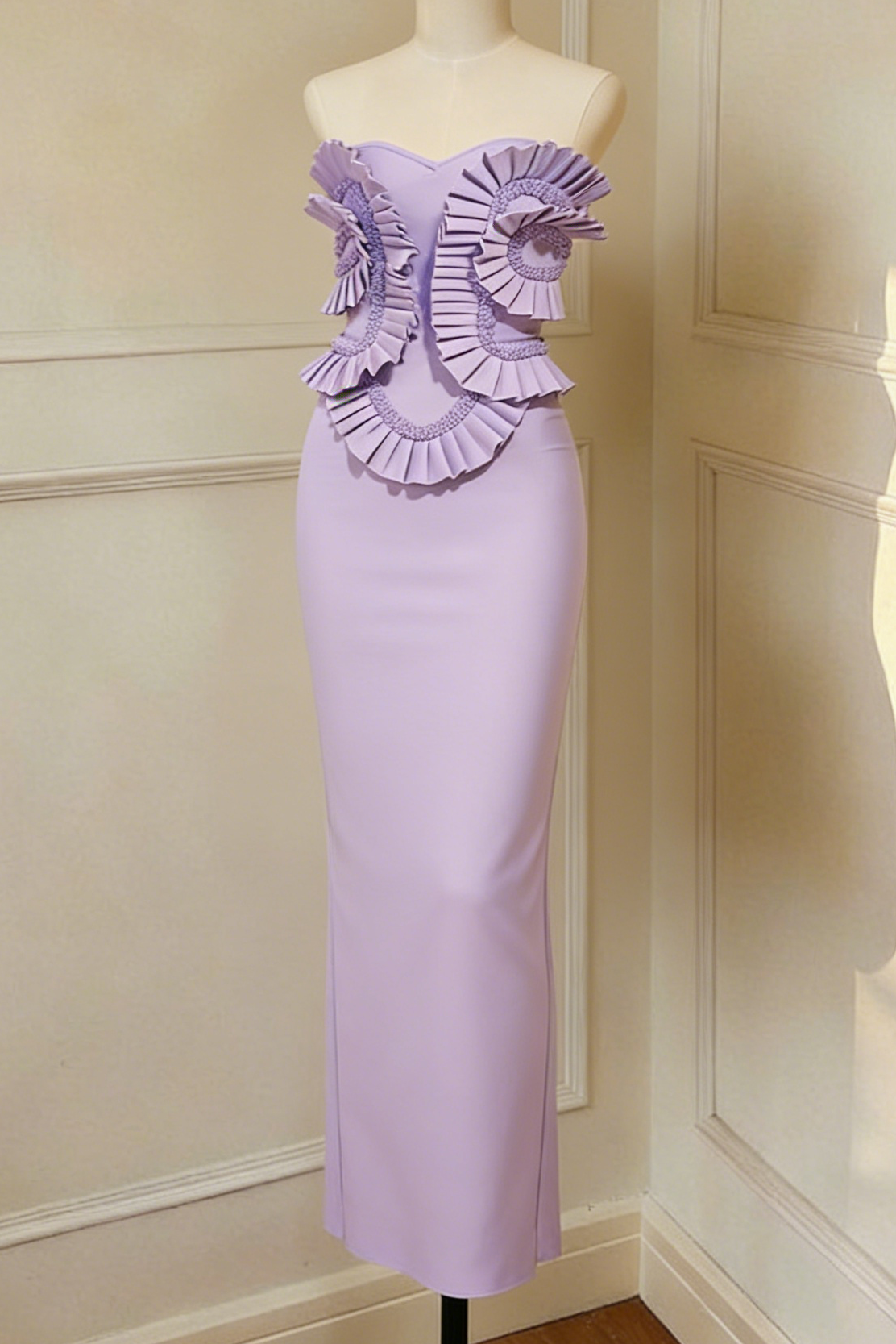 PETULAH STRAPLESS RUCHED BANDAGE MAXI DRESS