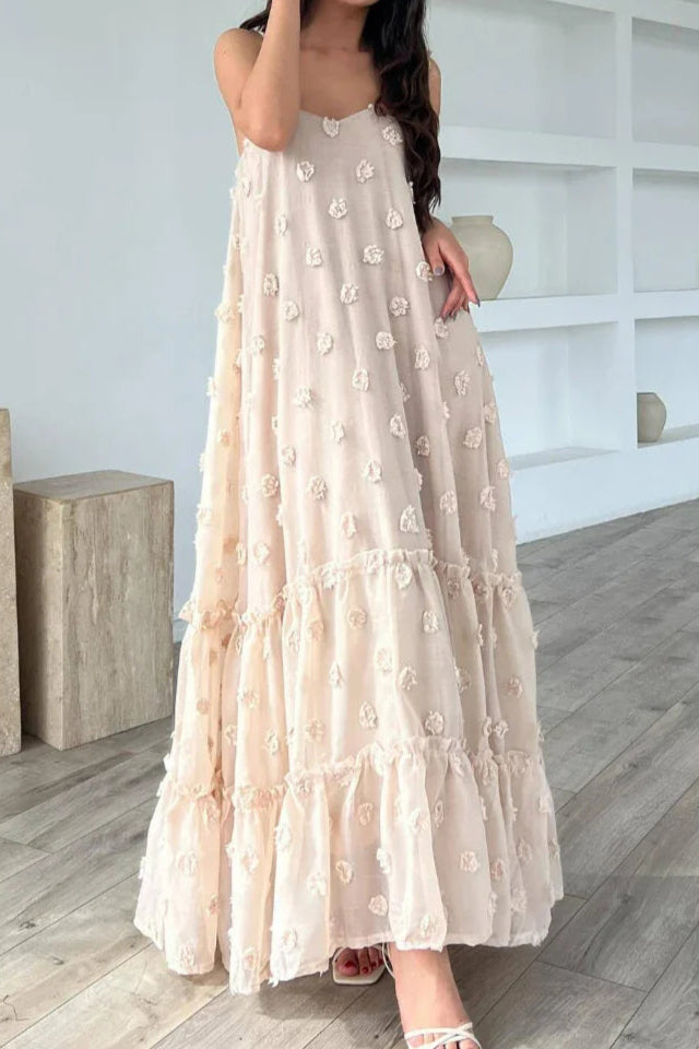 ANNABELLE JACQUARD STRAP MAXI DRESS APRICOT
