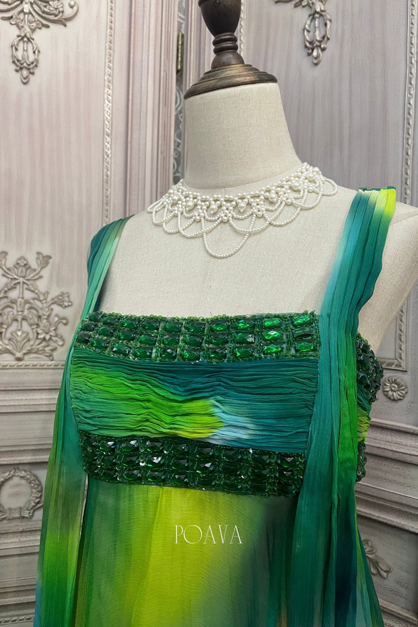 SILK GREEN MIDI DRESS PRINTED EVENING