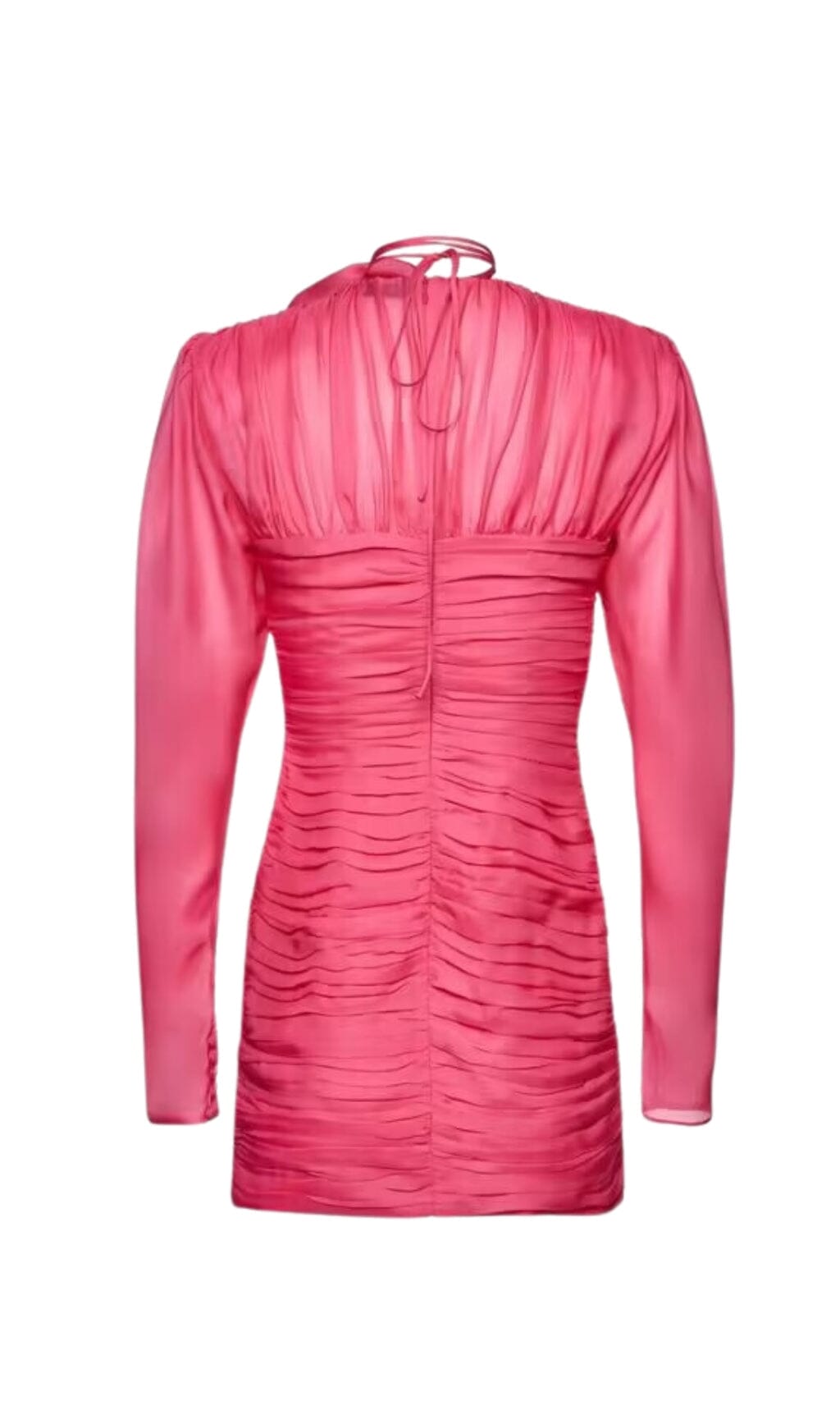 V-NECK PINK RUCHED MINI PARTY DRESS