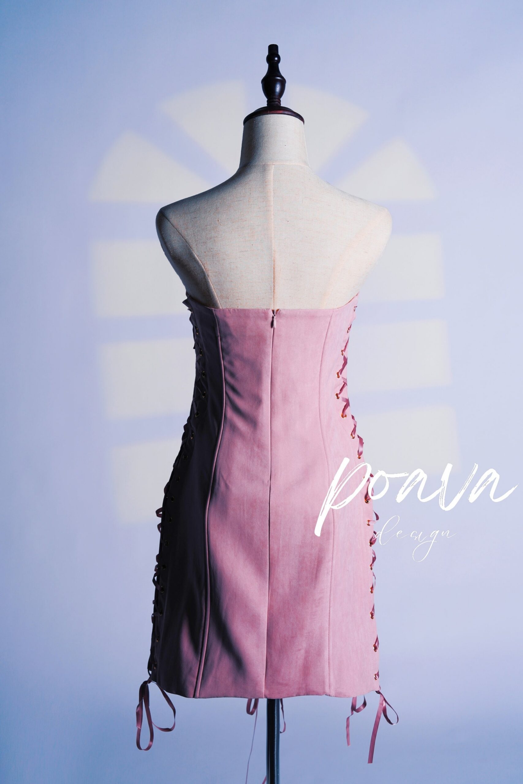 PINK LACE-UP MINI DRESS FOR PARTY