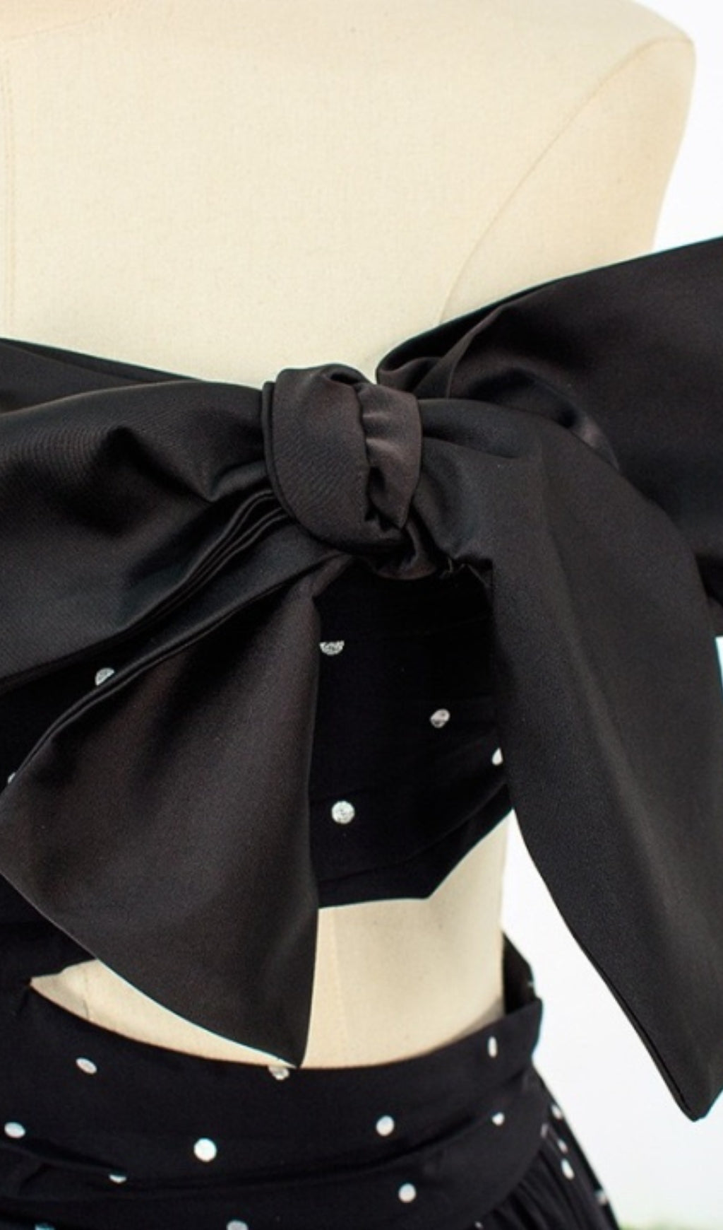 POLKA DOT BANDEAU DRESS BLACK PARTY MINI