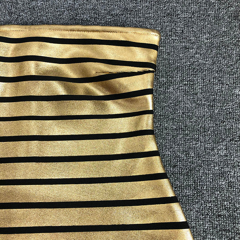 STRAPLESS METALLIC STRIPE MAXI DRESS, EVENING PARTY
