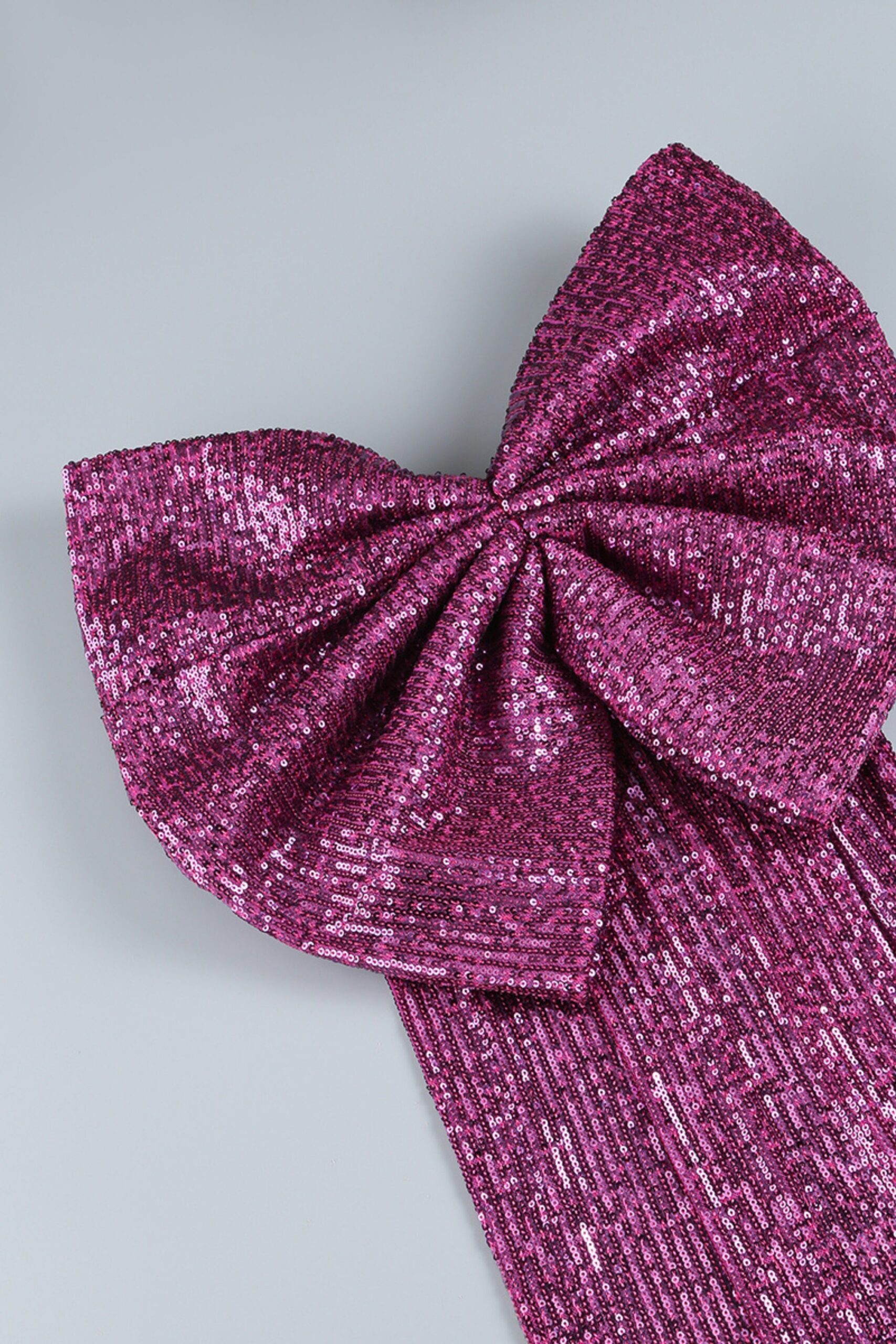 BANDAGE BOW SEQUIN PURPLE MINI DRESS