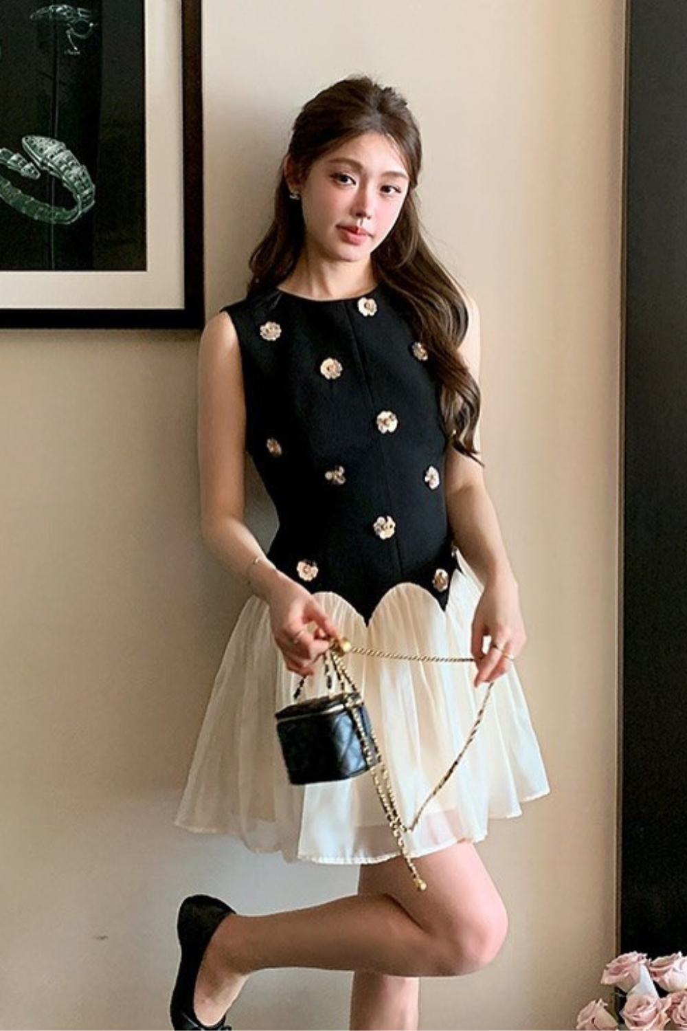 FLORAL SLEEVELESS MESH MINI DRESS, EVENING PARTY