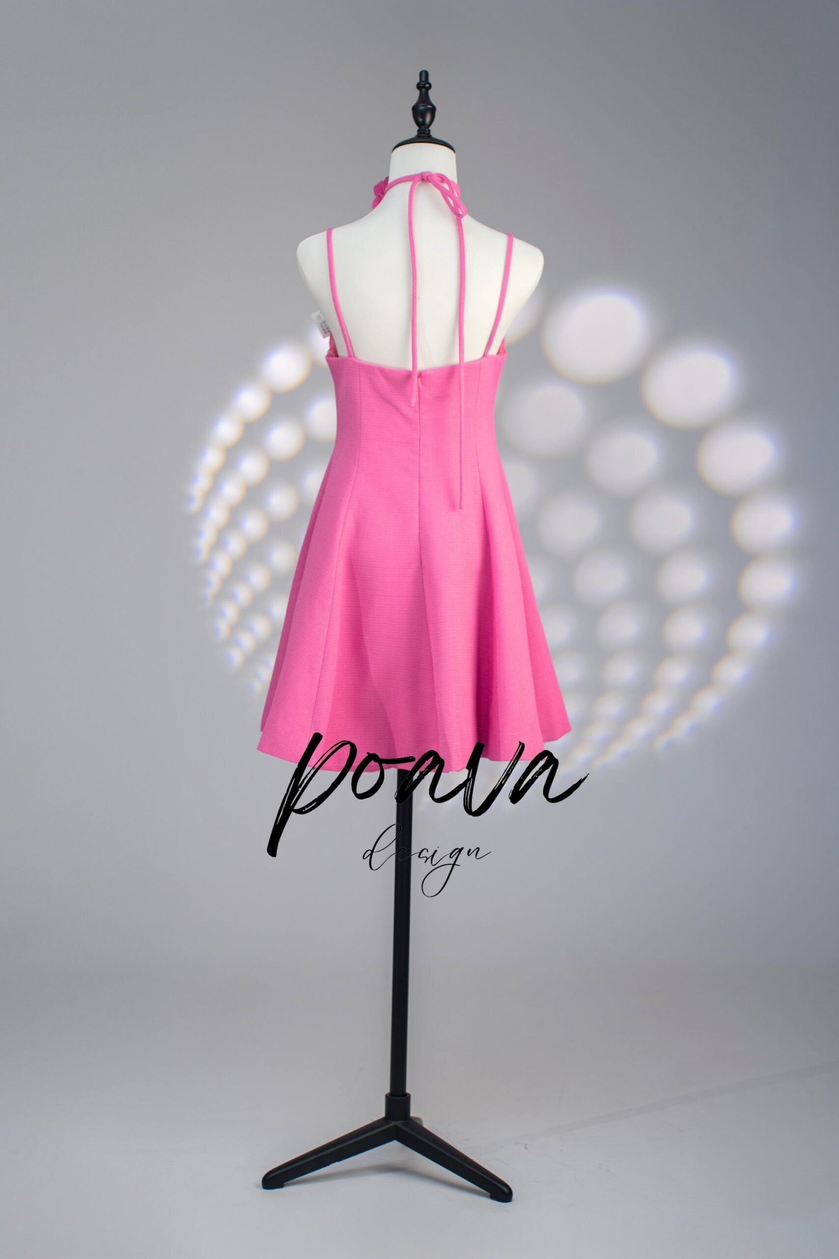 HOT PINK STRAP ROSE MINI DRESS FOR PARTY