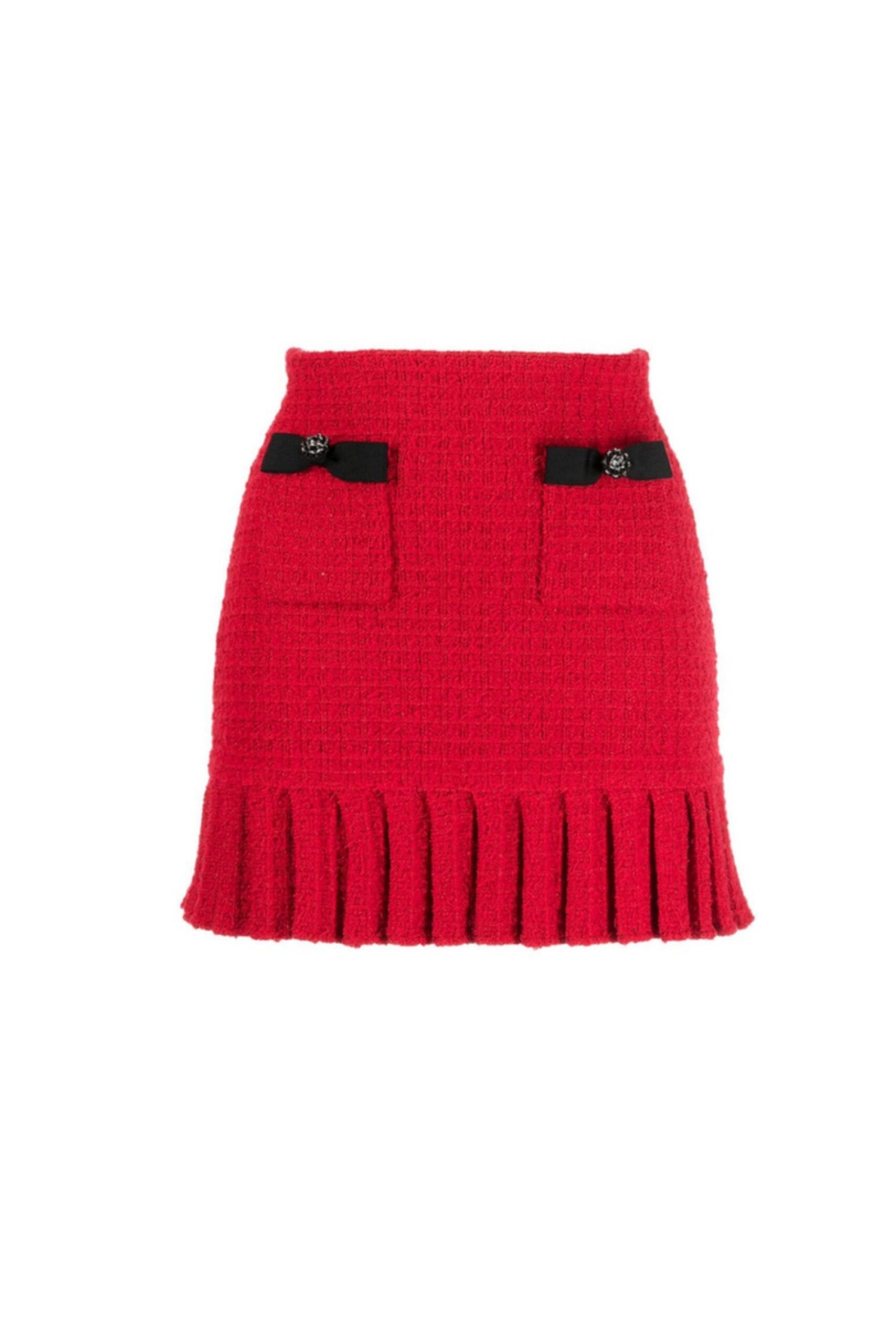 RED KNIT PENCIL SKIRT FOR CHRISTMAS