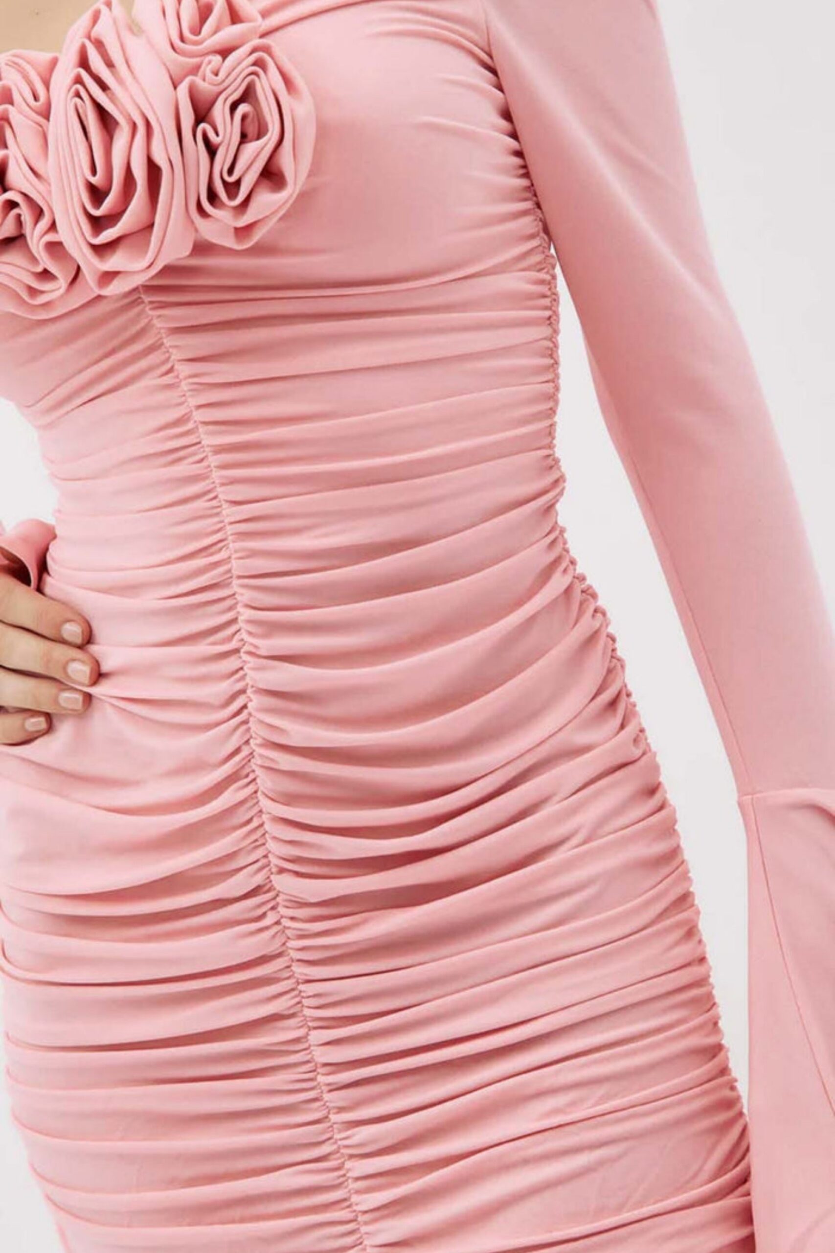 FLORAL RUCHED MINI DRESS, COTTON CANDY PINK, PARTY