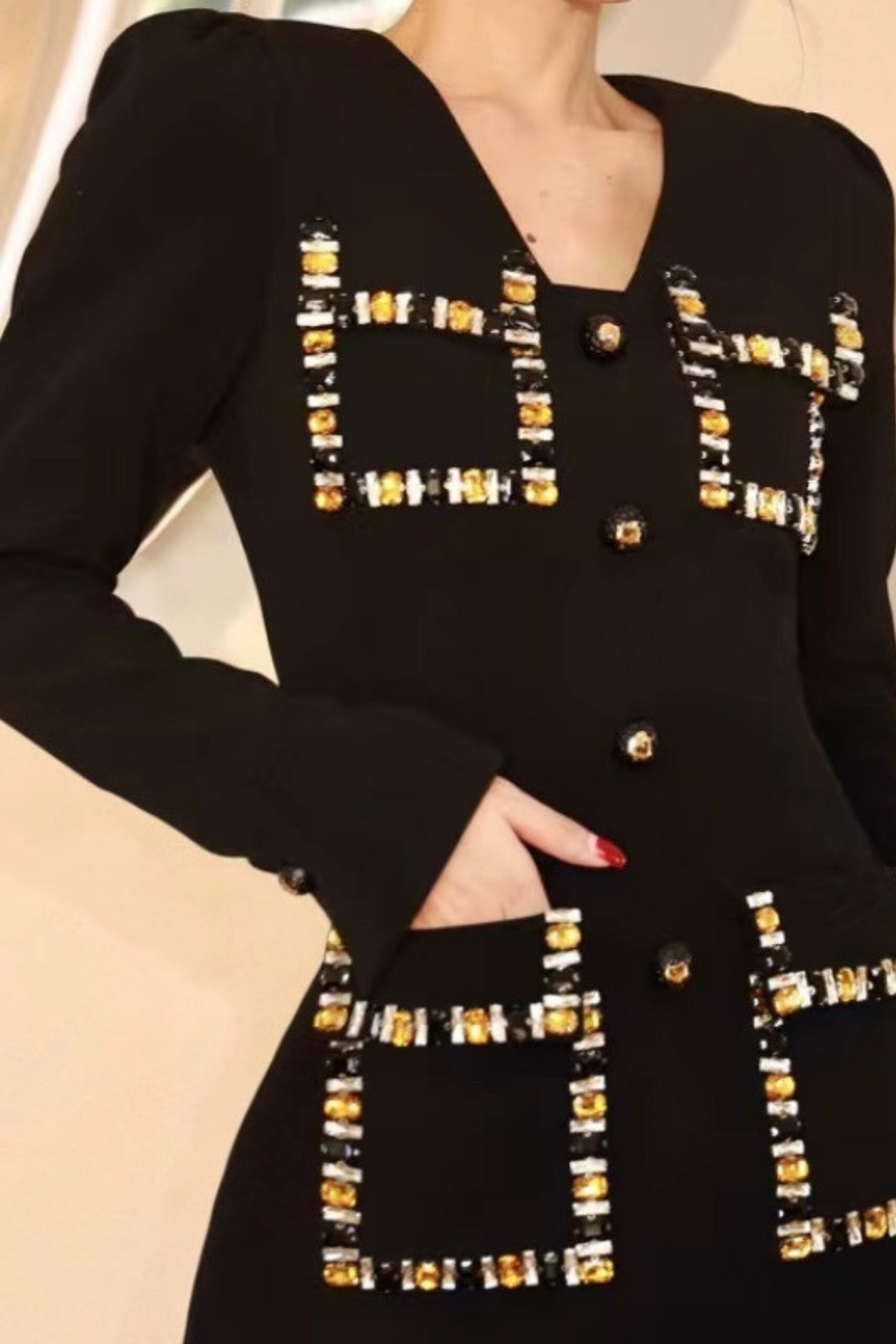 CRYSTAL MINI DRESS BLACK FOR PARTY