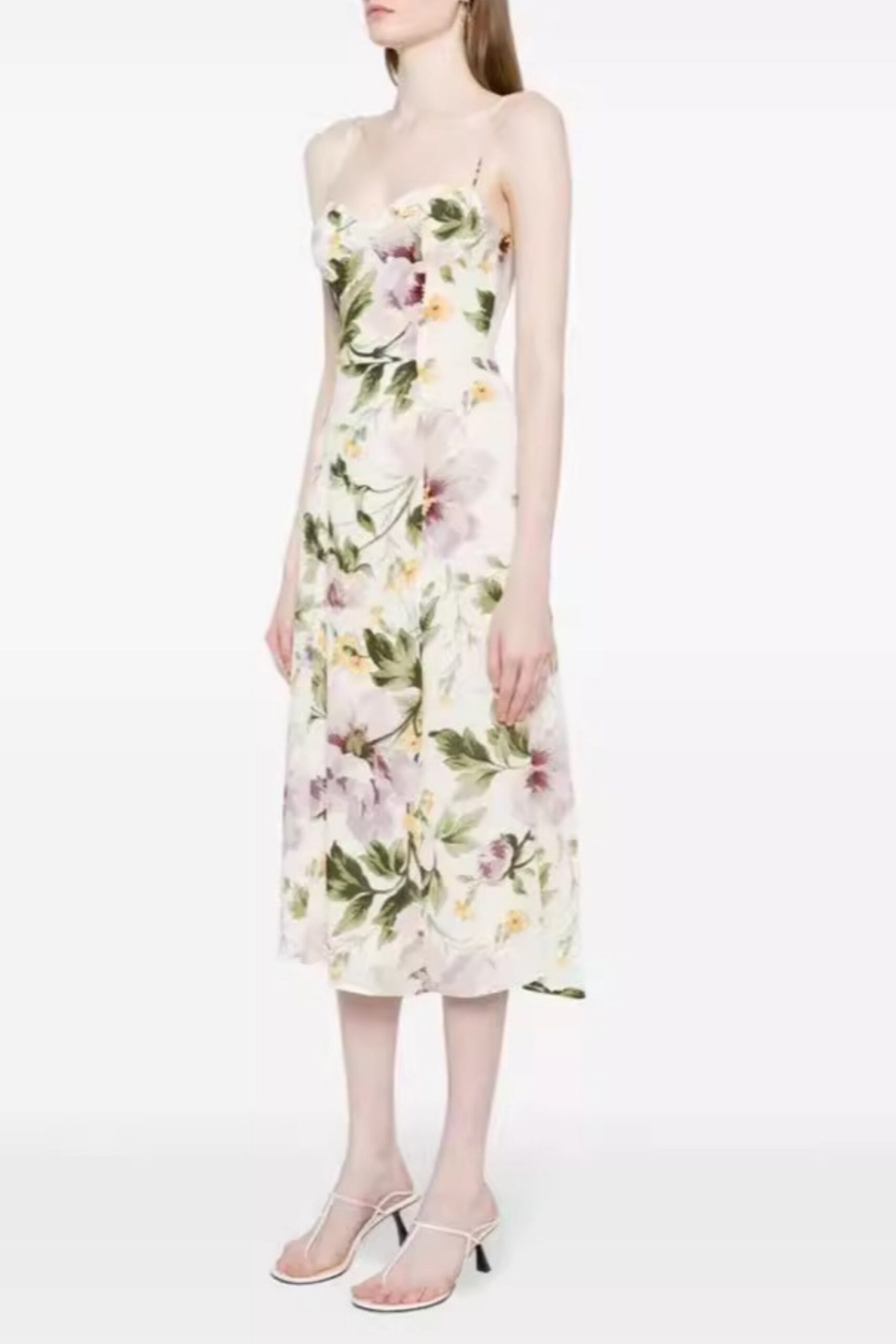 STAIN FLORAL STRAPPY MIDI DRESS FOR PARTY