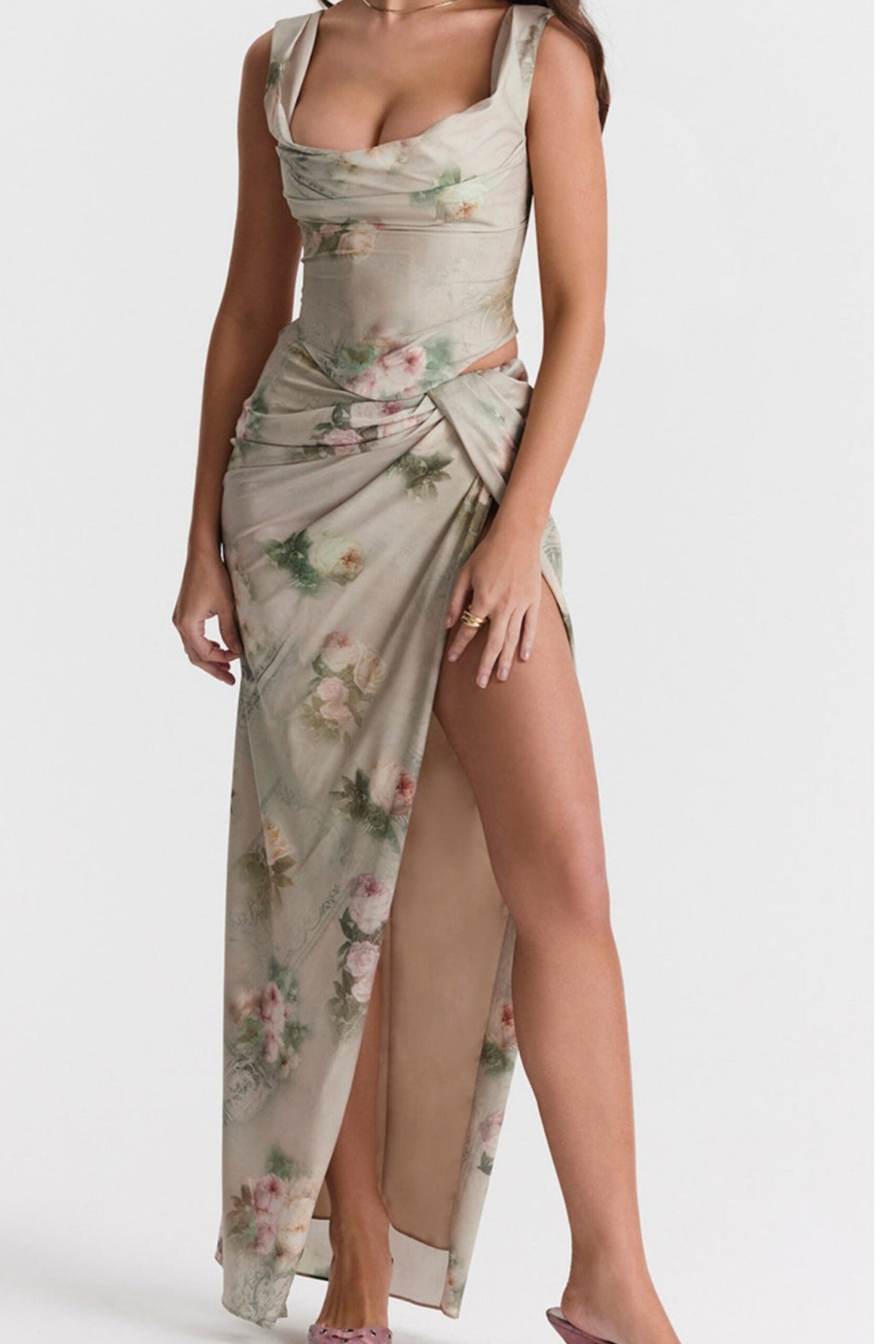 FLORAL MAXI TWO-PIECE SET, BOHO PARTY DRESS