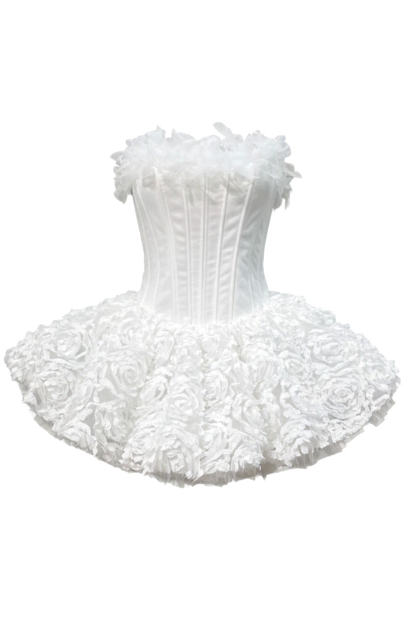 STRAPLESS FLORAL CORSET A-LINE DRESS