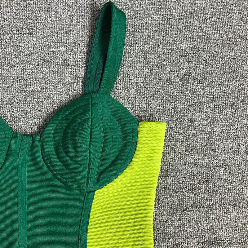 GREEN BANDAGE MIDI DRESS FOR PARTY