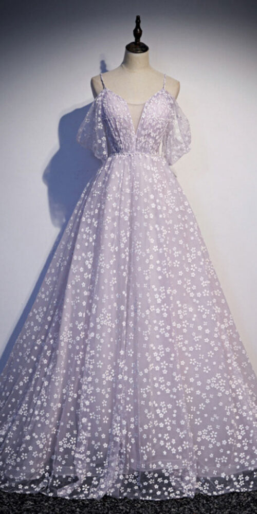 Purple tulle A line maxi prom dress Purple tulle A line maxi prom dress