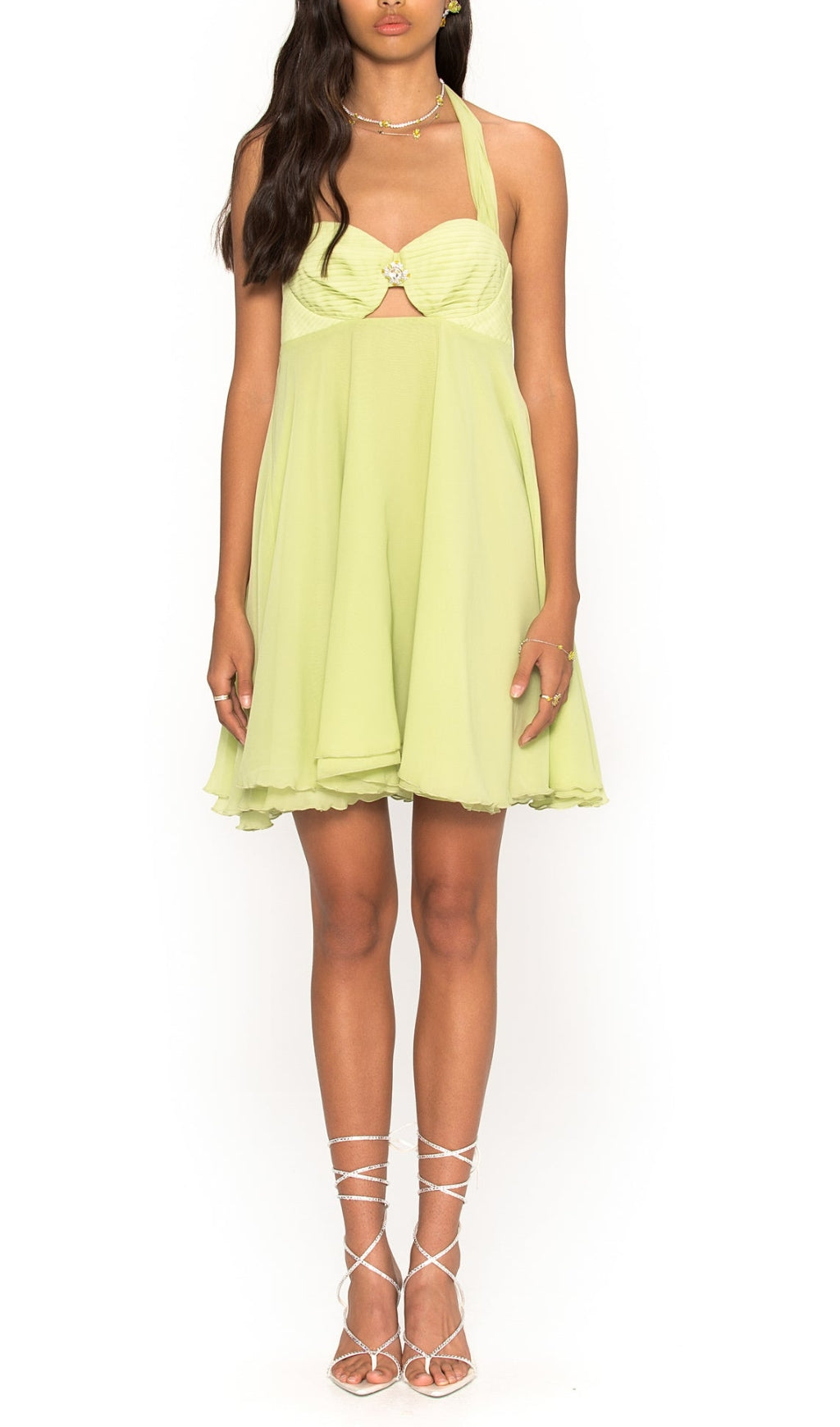 9_cfa988b3-df1e-4b29-b152-d7dbab0f990c SLEEK PLEATED HALTER MINI DRESS IN GREEN