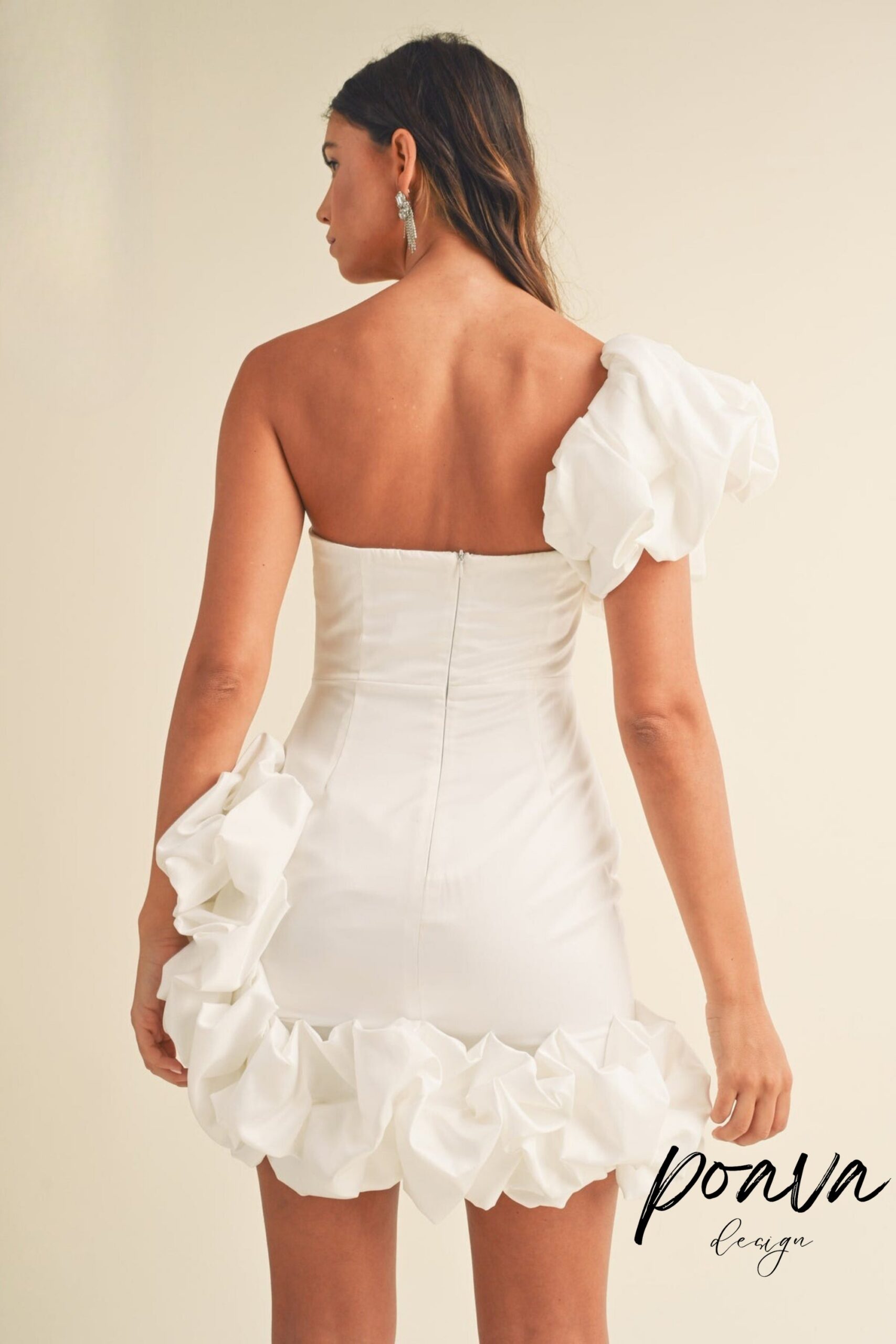 BRIA ONE SHOULDER MINI DRESS WHITE