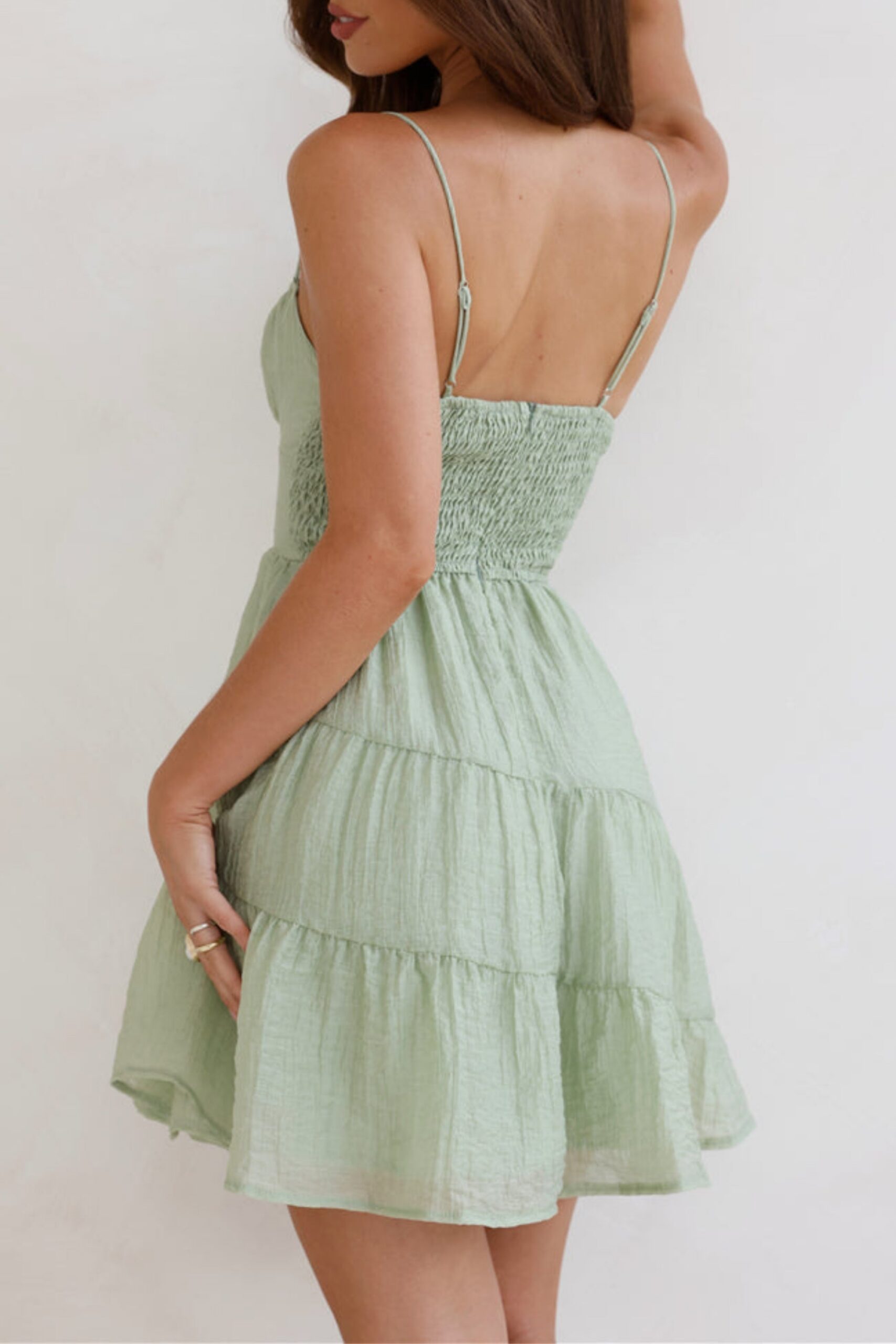 STRAPPY GREEN MINI DRESS FOR PARTIES