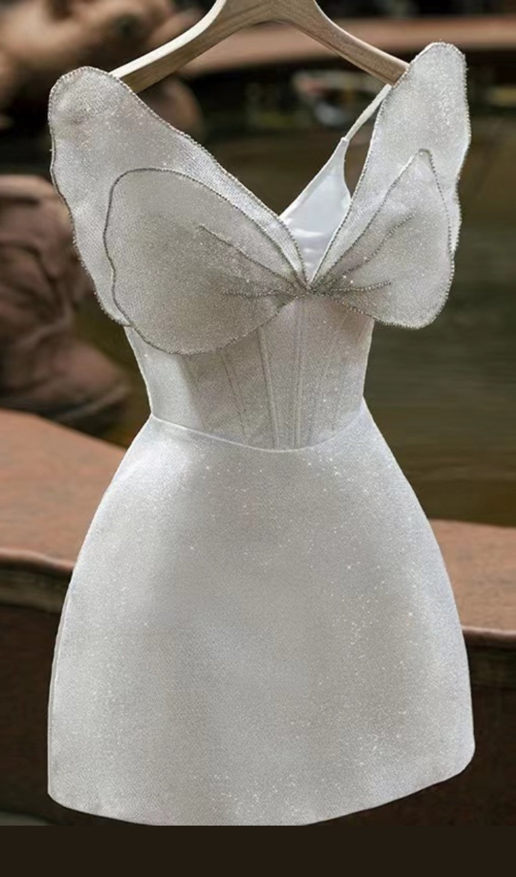 BOW STRAPLESS WHITE MINI DRESS FOR PARTY