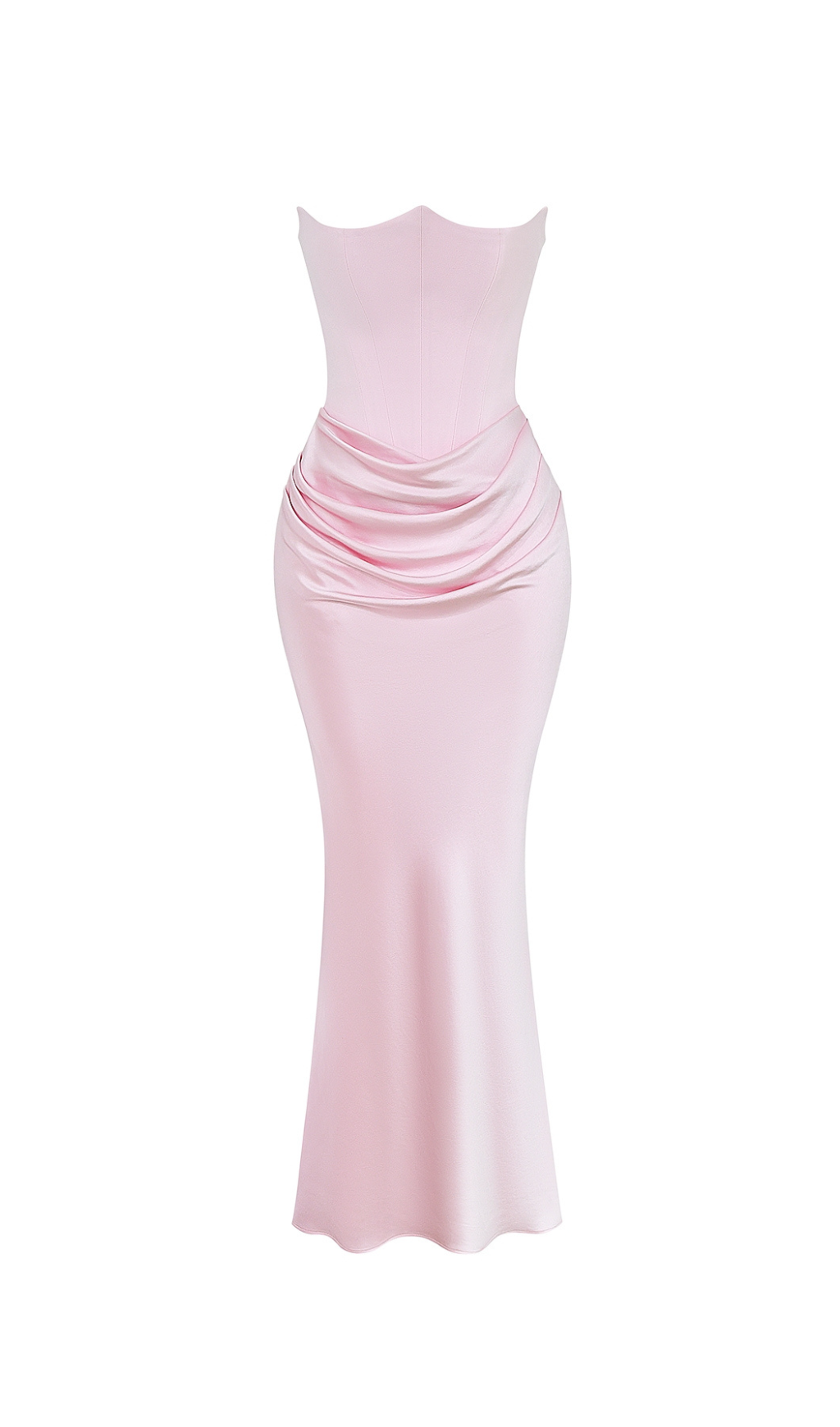STRAPLESS SATIN CORSET MAXI DRESS PINK FORMAL