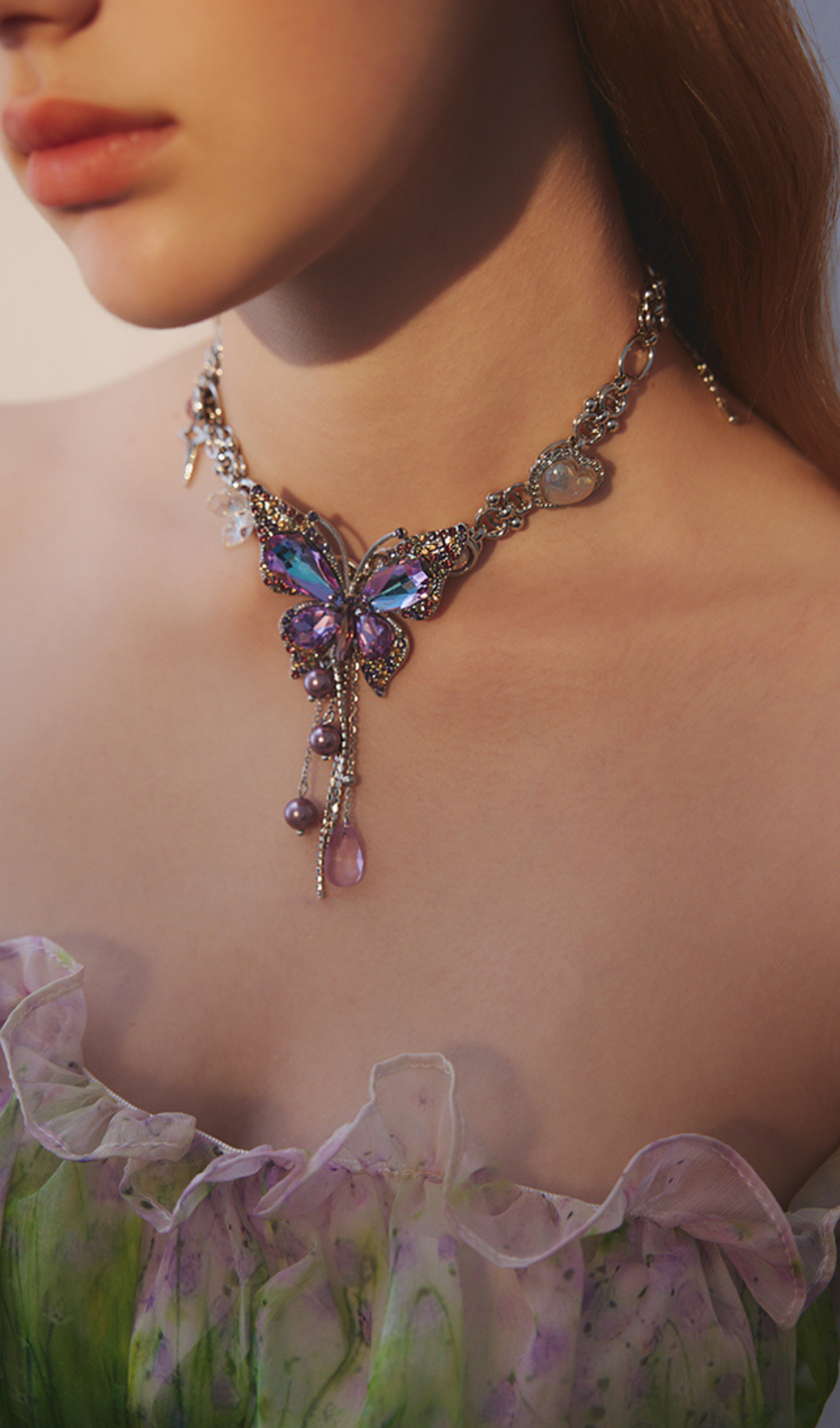 TEARDROP TASSEL BUTTERFLY PARTY NECKLACE