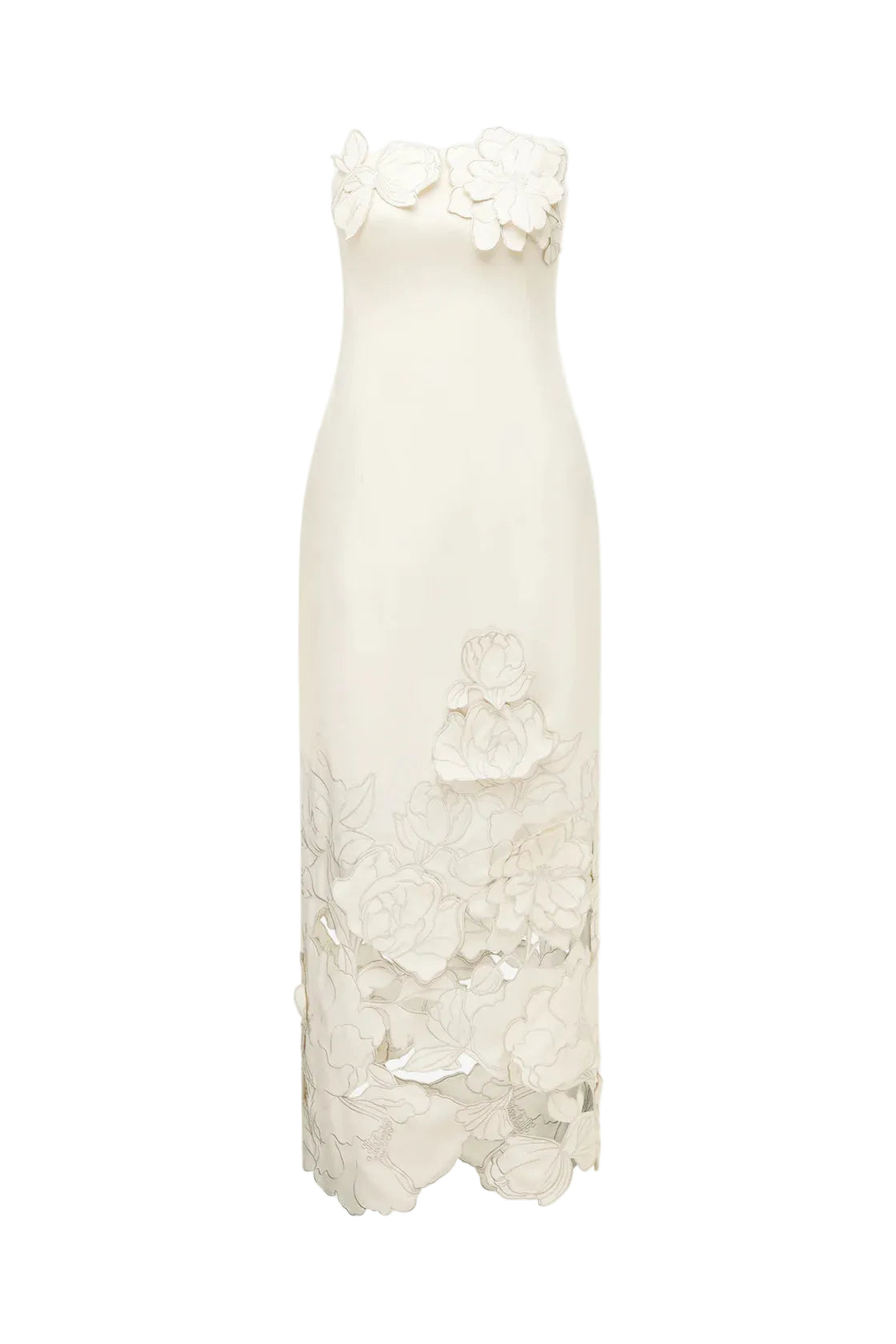 LOUISE APPLIQUÉ BUSTIER MAXI DRESS WHITE