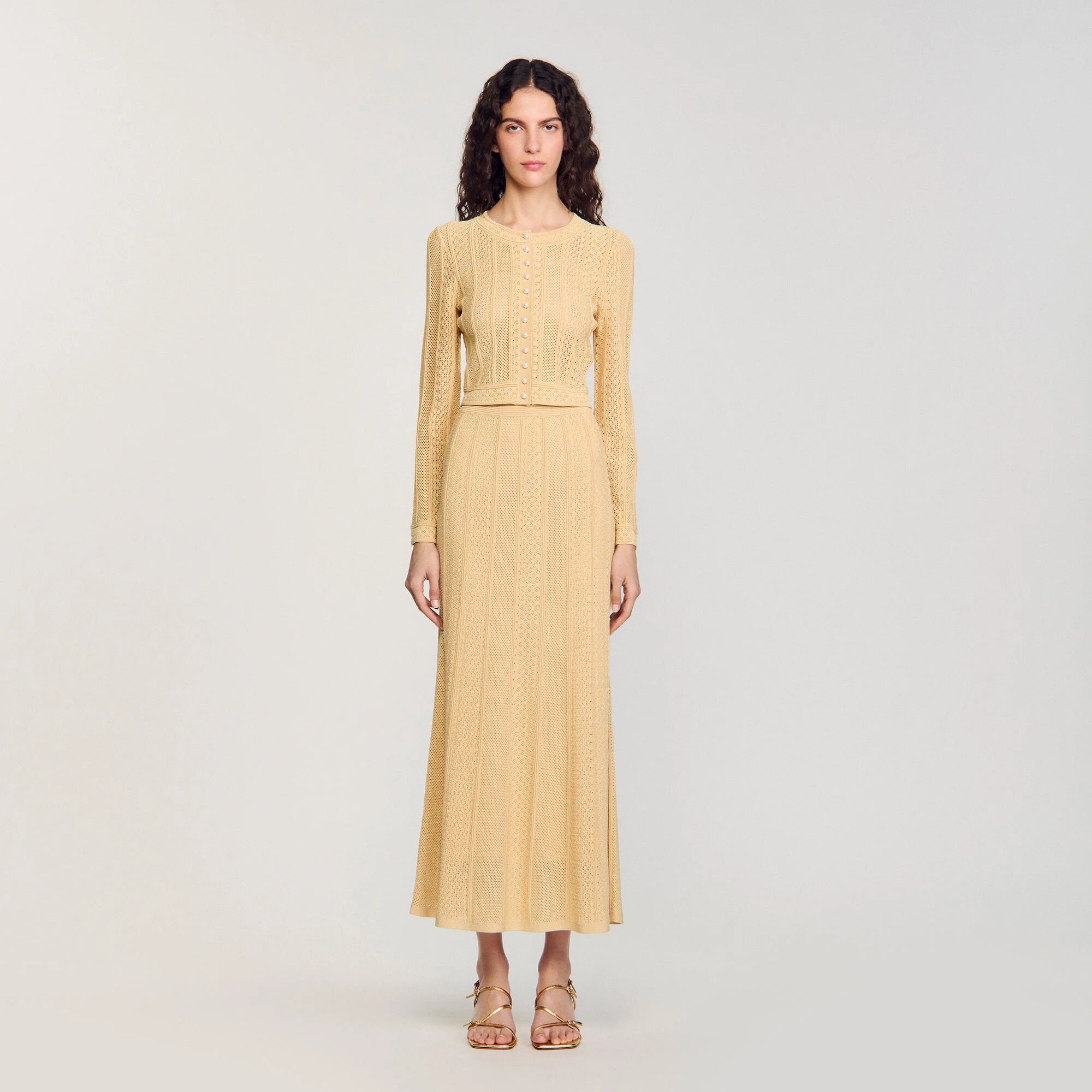 TIFFANY KNIT TOP & MAXI SKIRT YELLOW SET