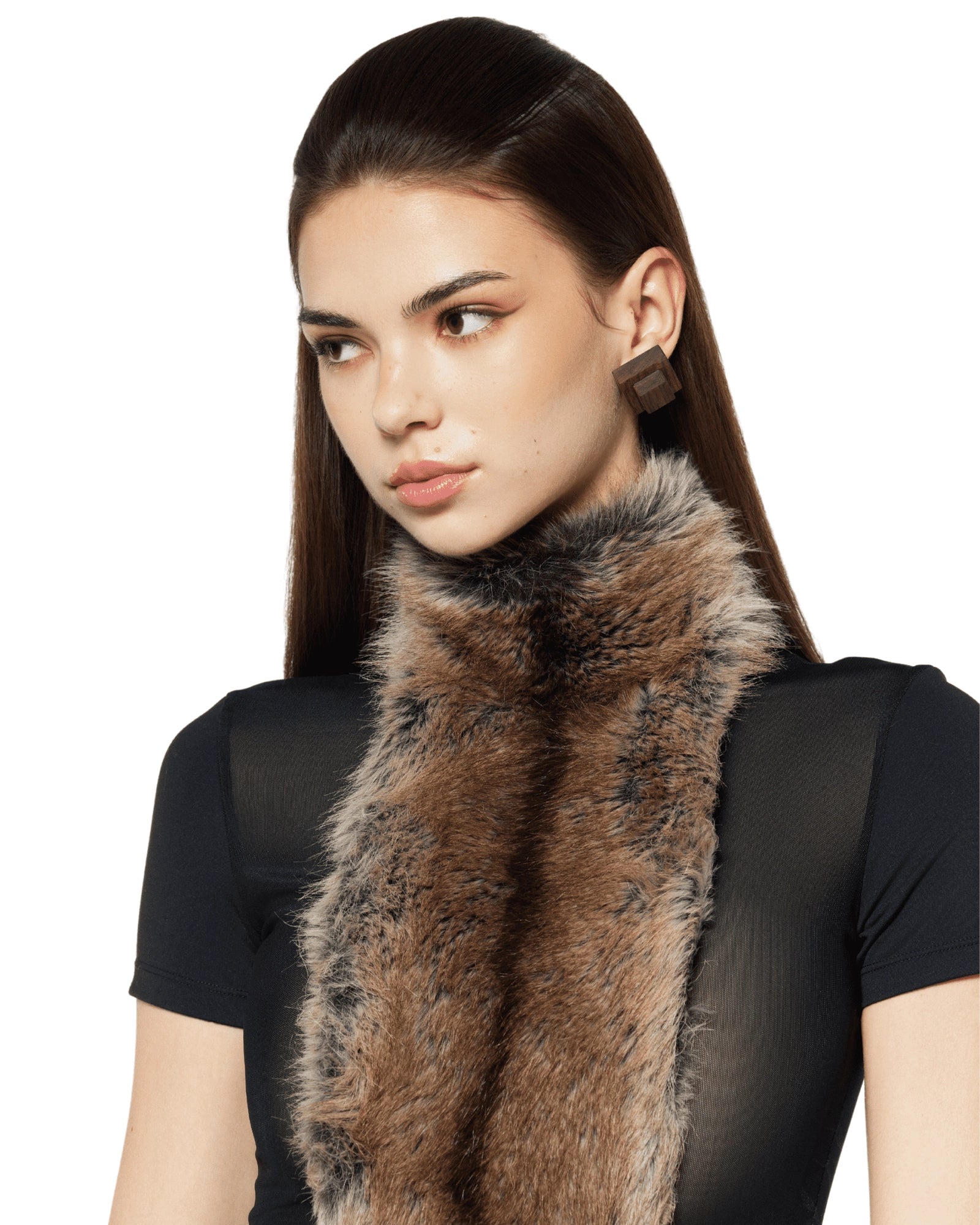 ELMA FURRY BODYSUIT - BLACK TURTLENECK PARTY WEAR