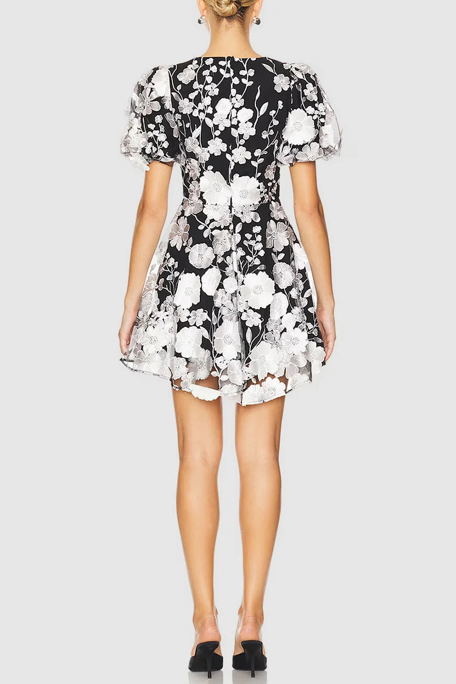 CHAYAN FLOWER EMBROIDERY MINI DRESS, PARTY