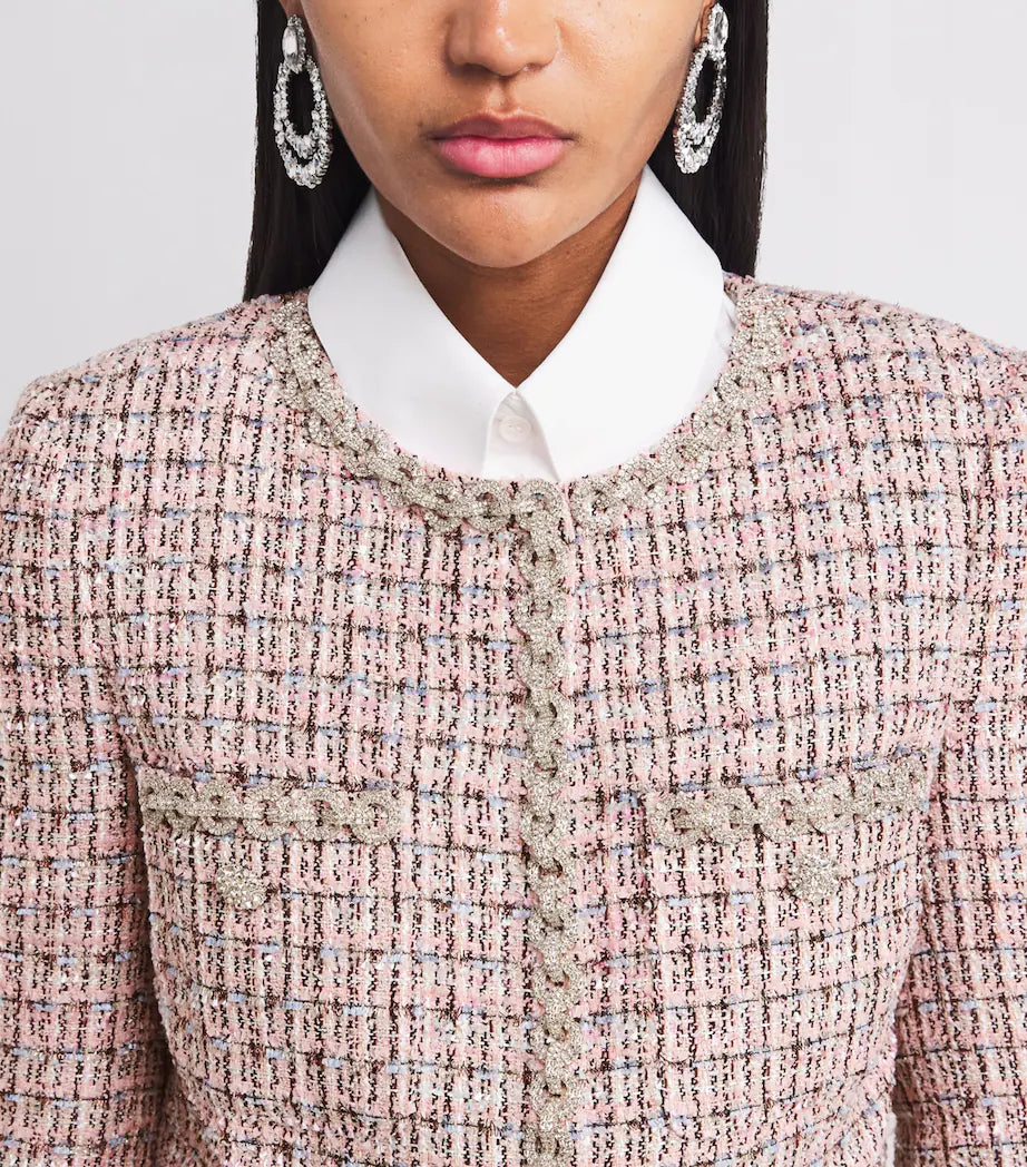 ROSEMARY PINK BOUCLÉ FUR-TRIM BLAZER