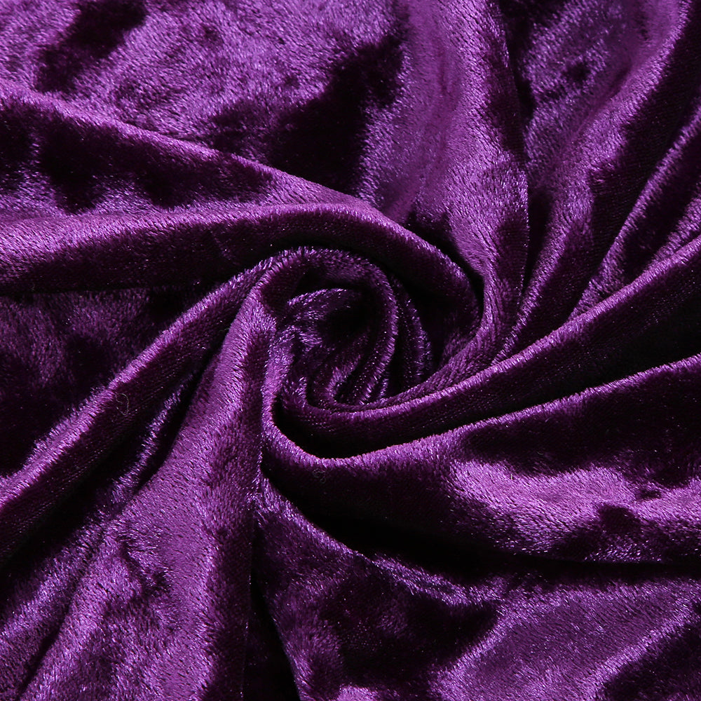 PURPLE VELVET V-NECK RUCHED MINI DRESS FOR PARTY