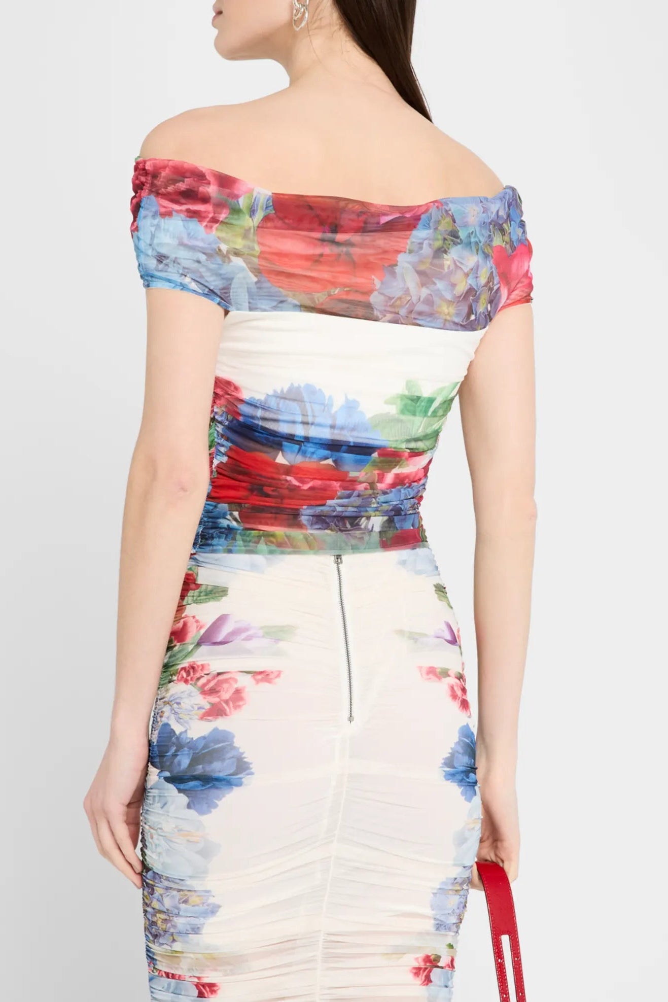 SHIRLEY WHITE OFF-SHOULDER FLORAL RUCHED SET