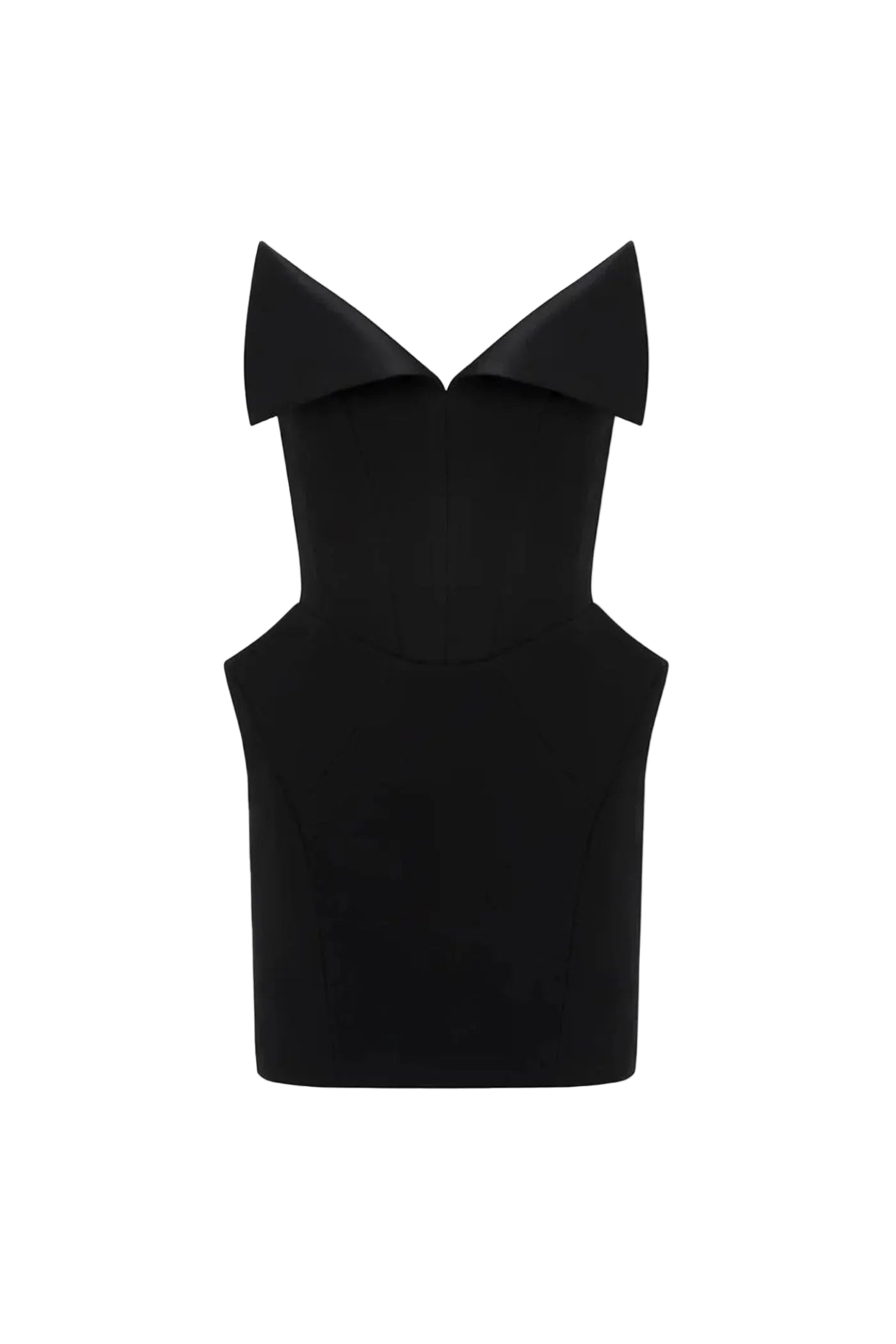 LAURA FOLDED COLLAR CORSET MINI DRESS BLACK