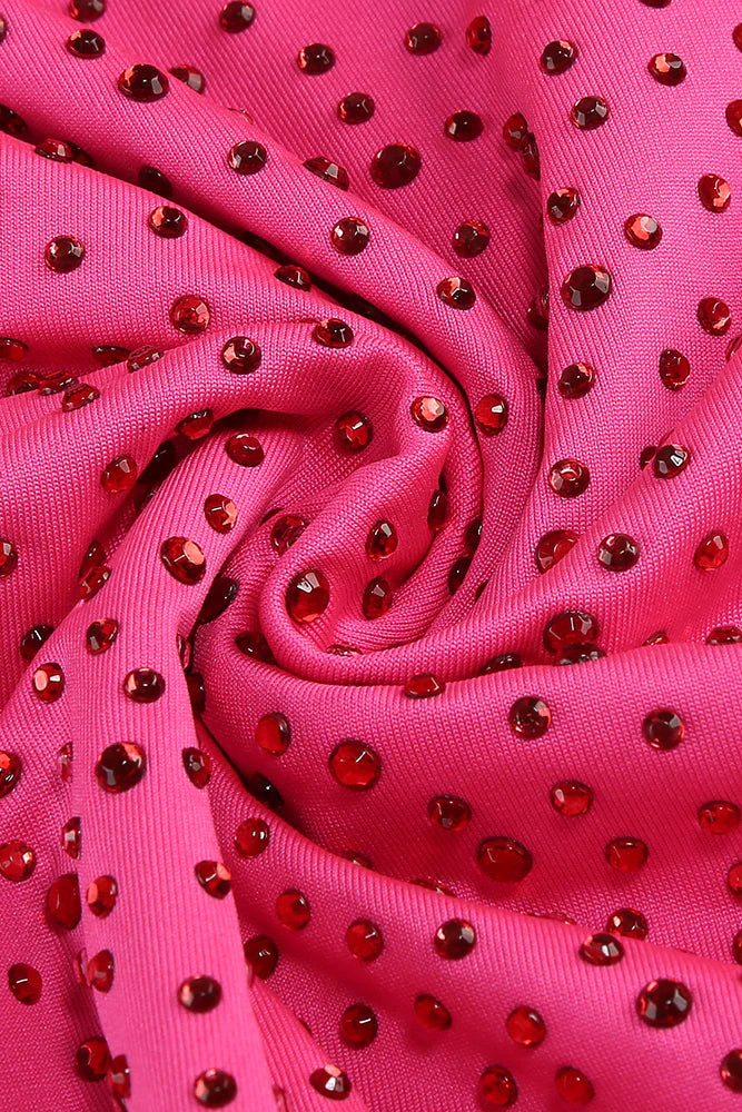 CRYSTAL CUTOUT MAXI DRESS ROSE RED