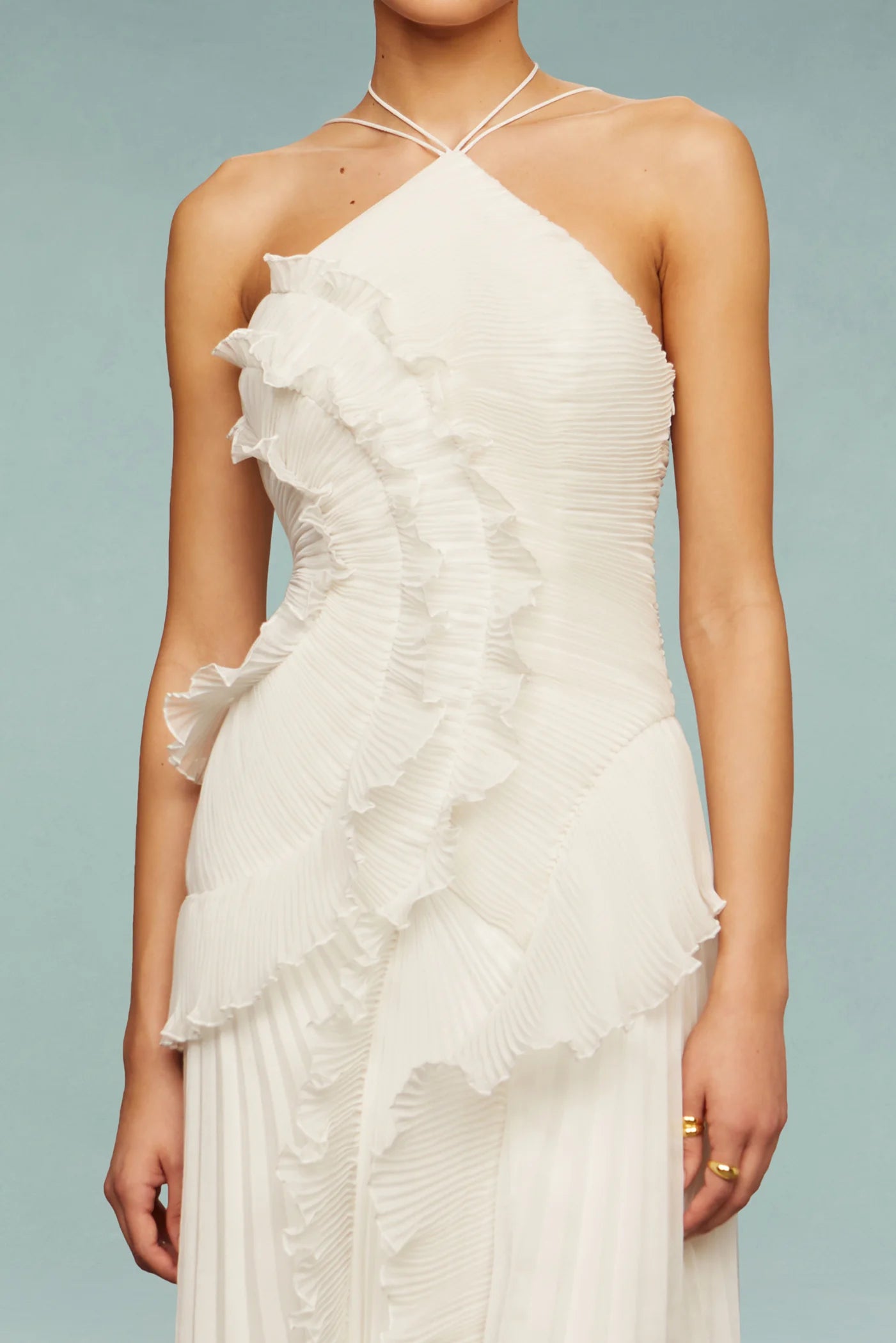 ALVA SLEEVELESS FOLD SLIT MAXI DRESS, WHITE WEDDING GUEST