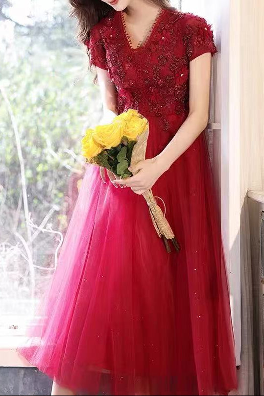 3D FLORAL LACE TULLE EVENING GOWN, FLOOR-LENGTH