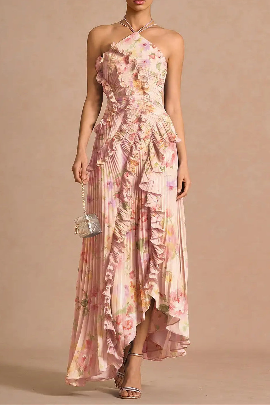 MARCIA FLORAL RUFFLE MAXI DRESS FOR WEDDING GUEST