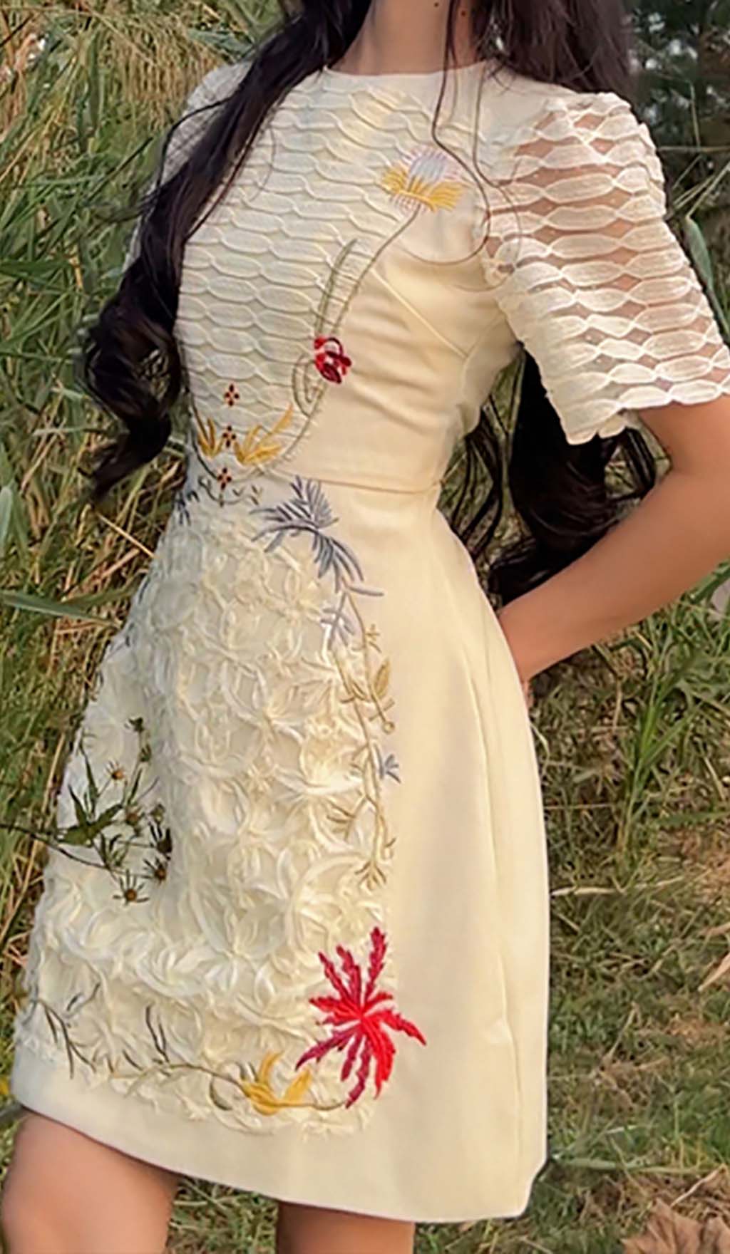 A-LINE SMOCKED WHITE MINI DRESS FOR PARTY