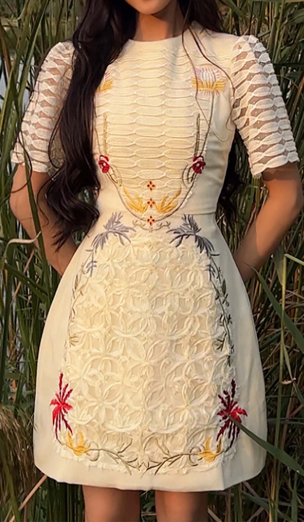 A-LINE SMOCKED WHITE MINI DRESS FOR PARTY