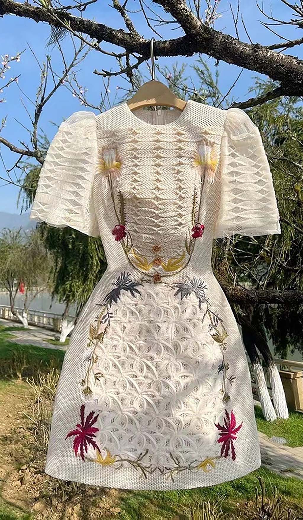 A-LINE-SMOCKED-MINI-DRESSES-IN-WHITE A-LINE SMOCKED WHITE MINI DRESS FOR PARTY
