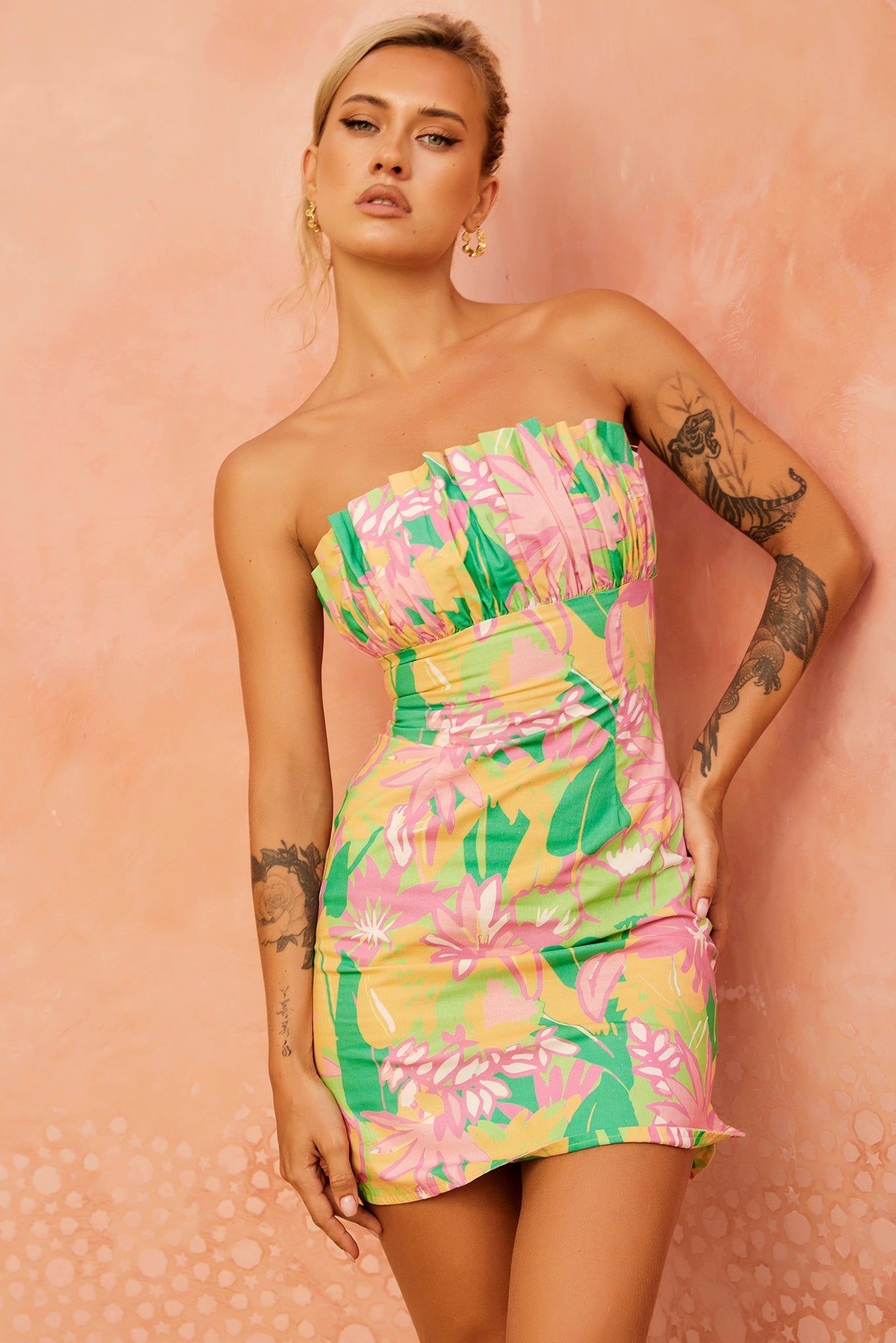 A1702-117-D-PNK20231011Sage_PaigeD24394 FLOWERS OF LOVE MINI DRESS - PINK MULTI