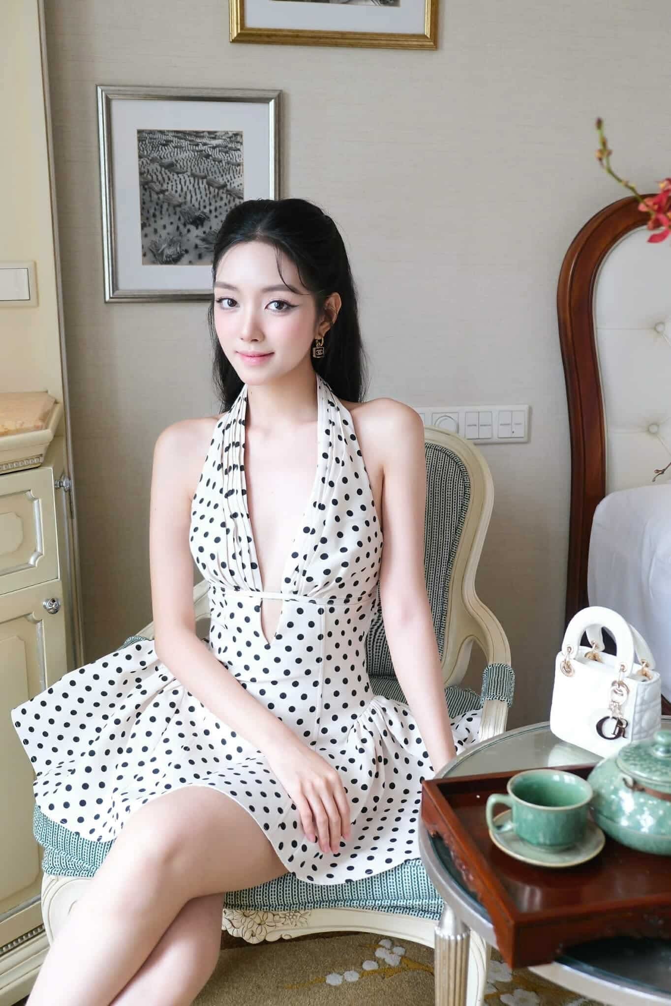 TIFFANY PLUNGE DOT MINI DRESS, PARTY NIGHT OUT